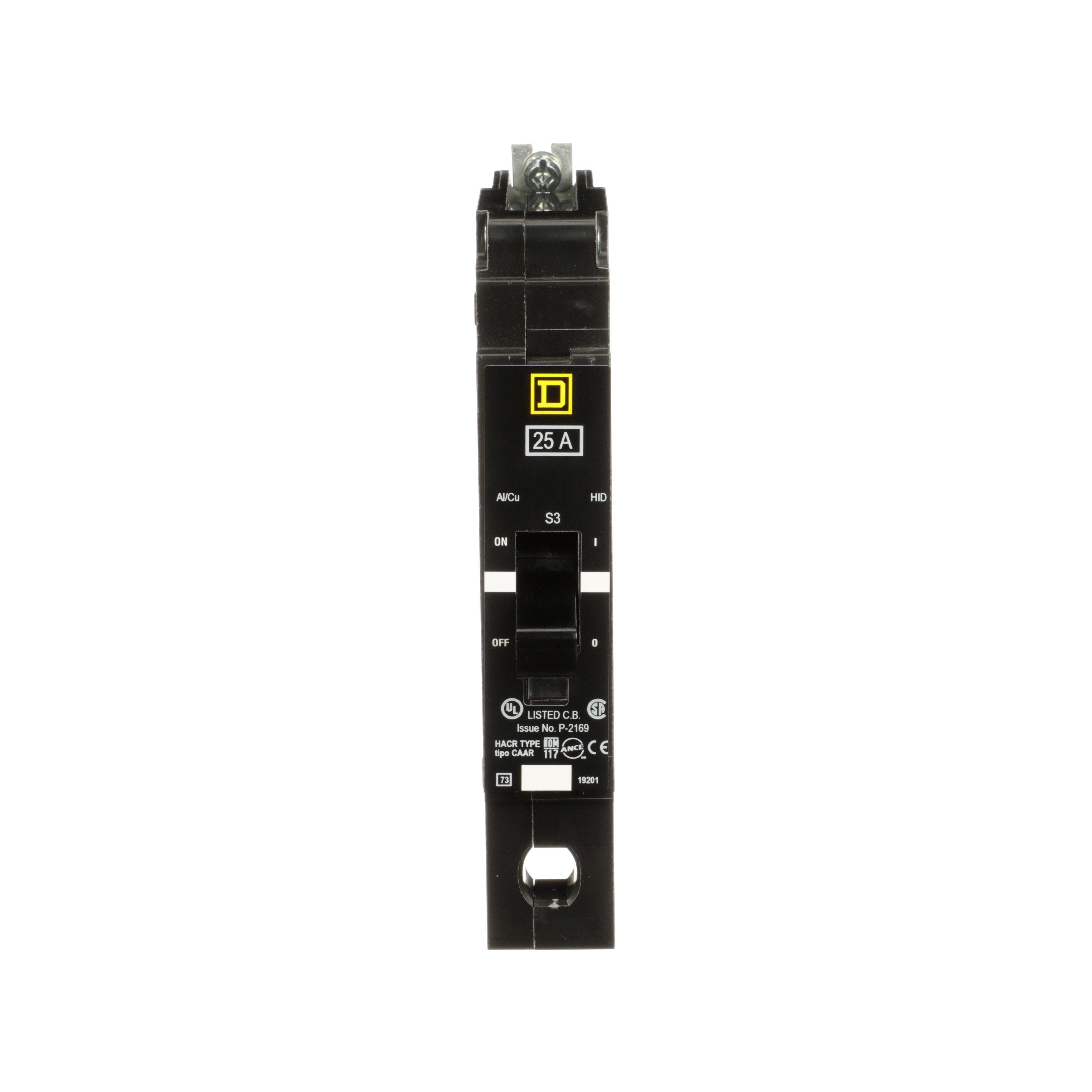 Square D™ EGB14025 Type EGB Miniature Circuit Breaker, 277 V AC, 25 A, 65 kA at 240 V AC, 35 kA at 480Y/277 V AC Interrupt, 1 Poles, Thermal Magnetic Trip