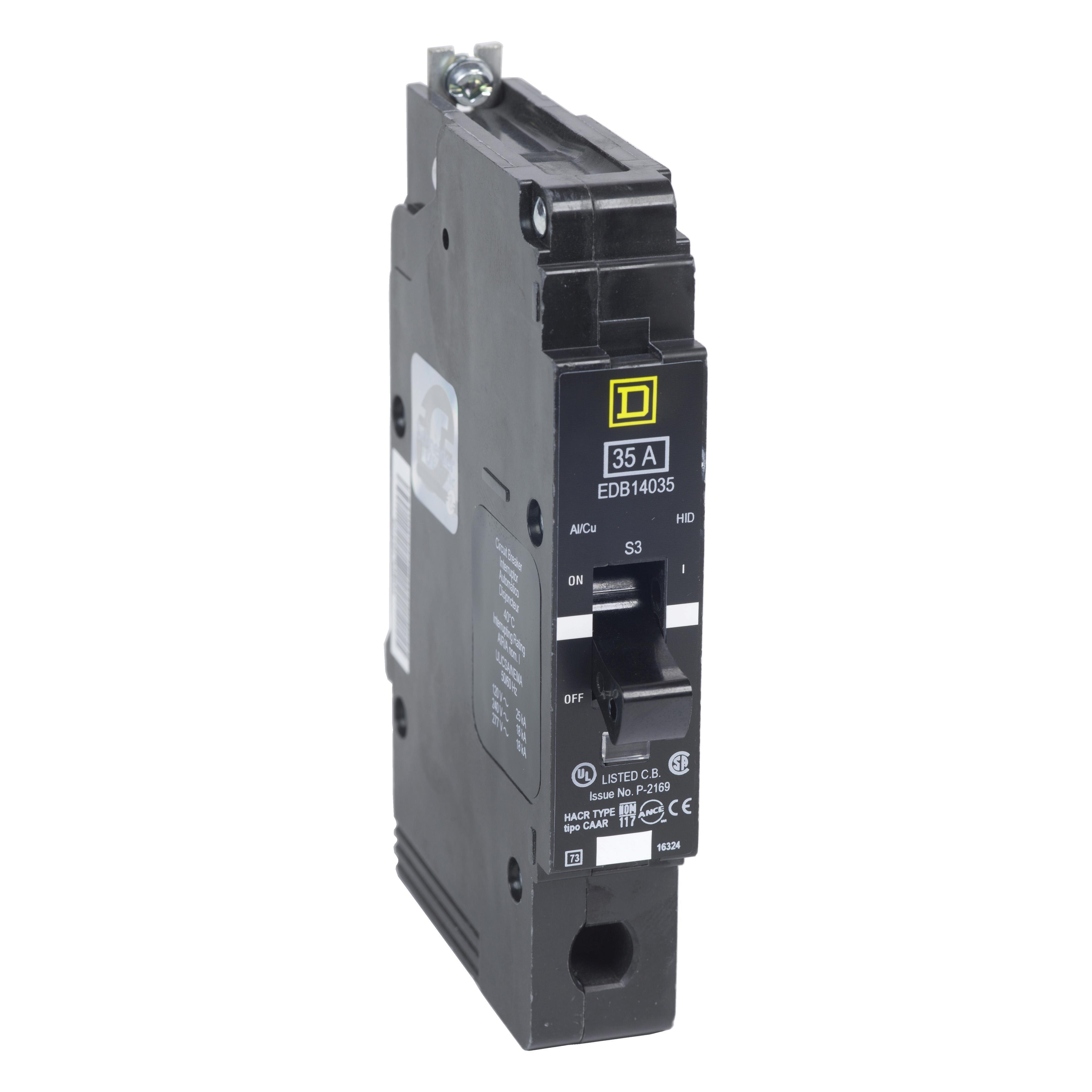 Square D™ E-FRAME EDB14050 Type EDB Molded Case Miniature Circuit Breaker, 277 V AC, 50 A, 18 kA Interrupt, 1 Pole, Thermal Magnetic Trip