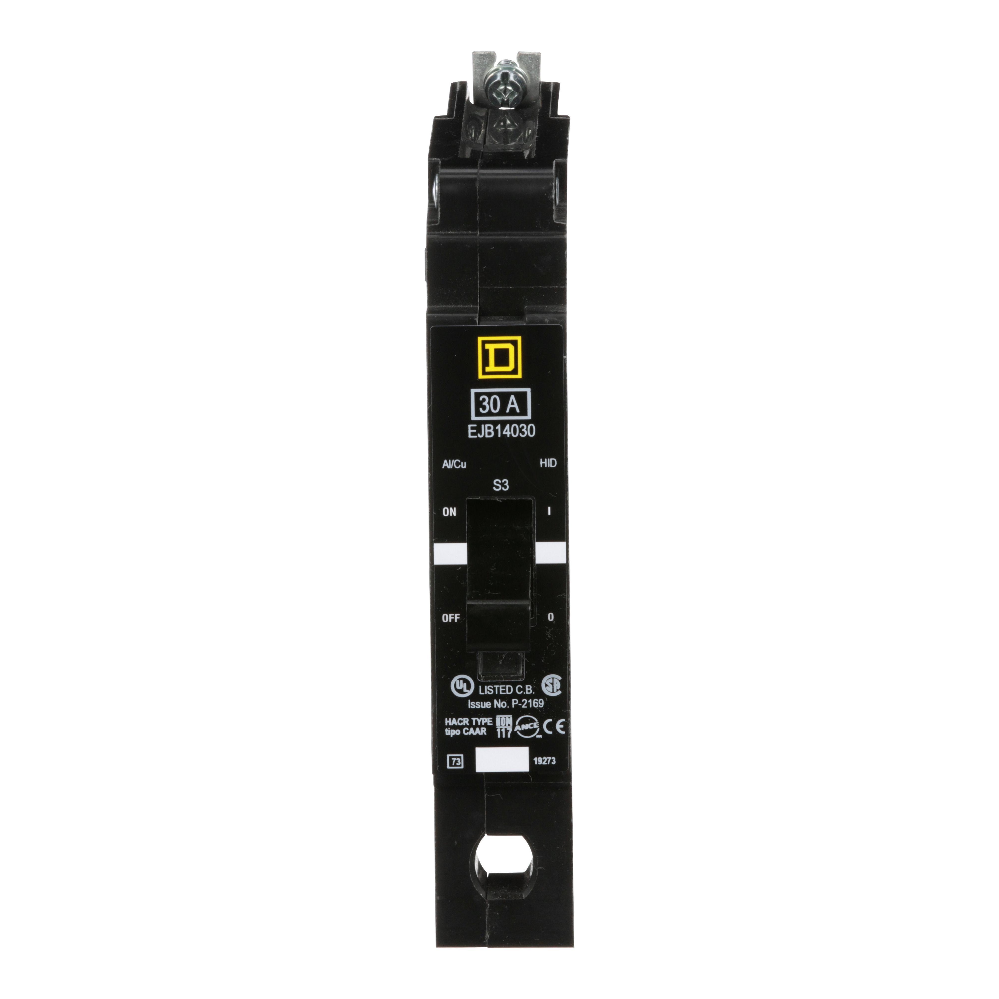 Square D™ E-FRAME EJB14030 Type EJB Molded Case Miniature Circuit Breaker, 277 V AC, 30 A, 65/100 kA Interrupt, 1 Pole, Thermal Magnetic Trip