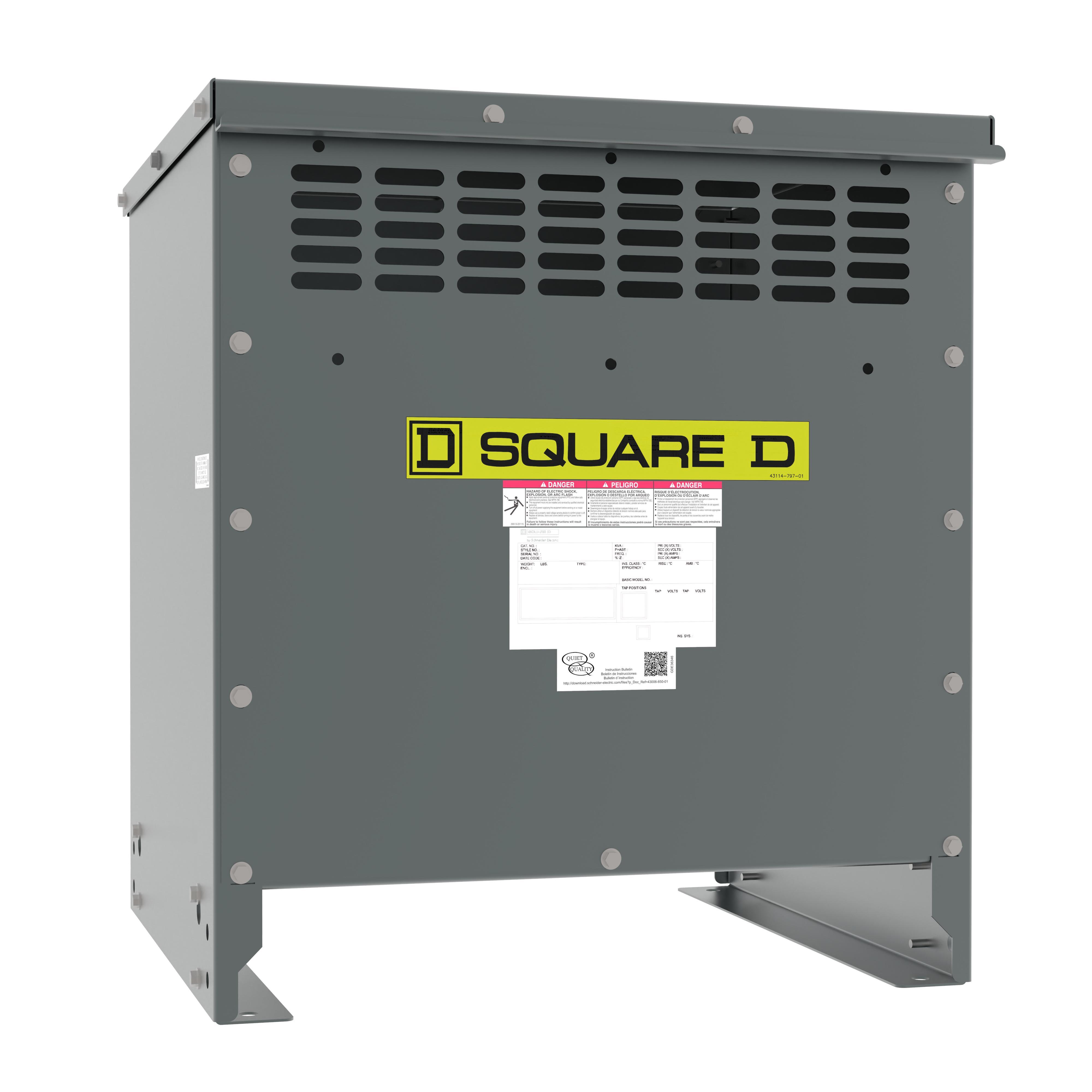 Square D™ EXN15T3HCU PH Series, 480 V primary, 208Y/120 V secondary, 3 phase