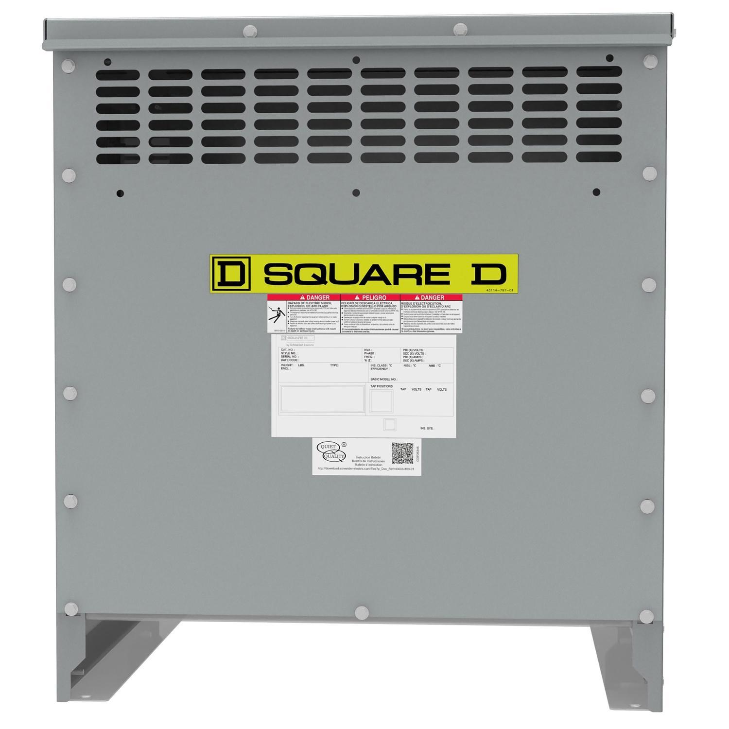 Square D™ EXN30T3HCU PH Series, 480 V primary, 208Y/120 V secondary, 3 phase