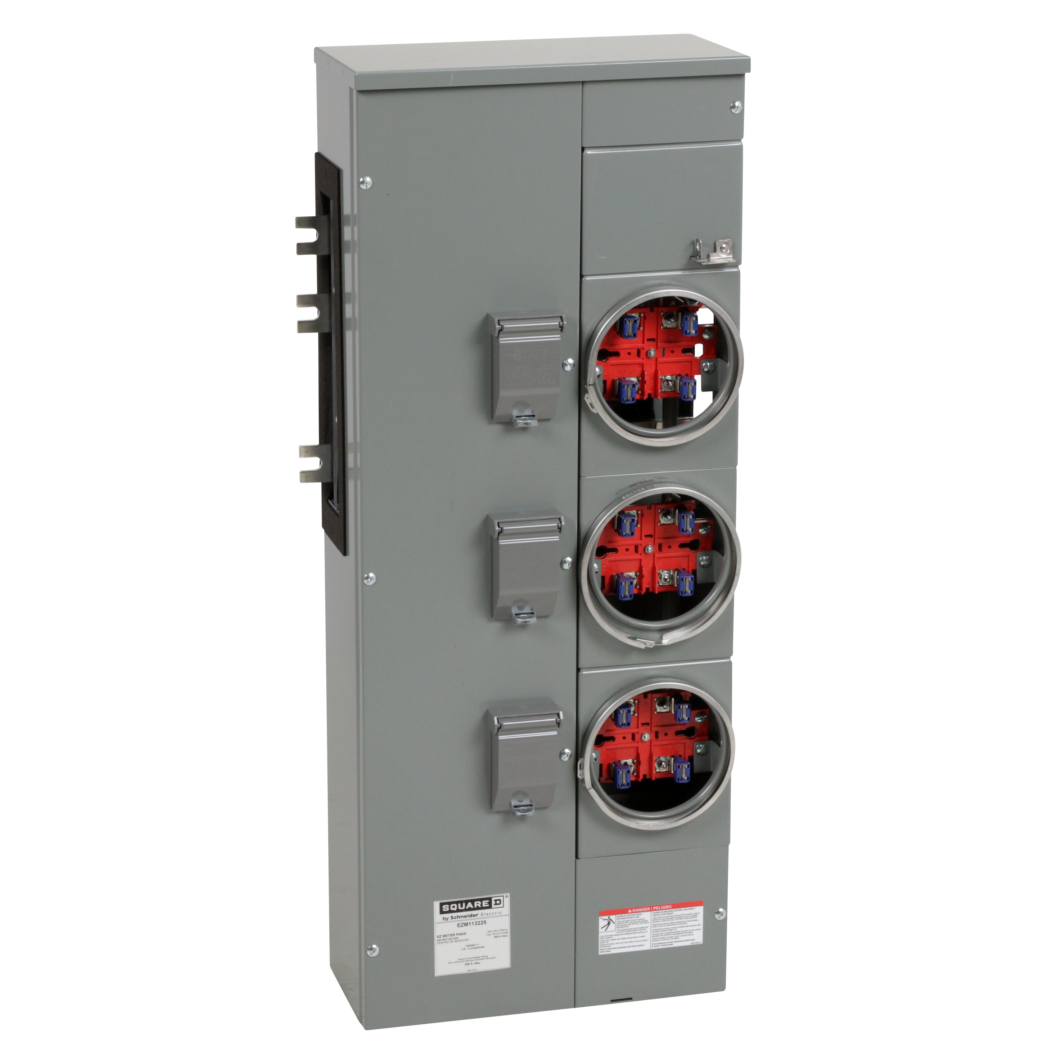 Square D™ Meter-Pak™ EZM113225 EZM 3-Position Meter Center Branch Unit, 120/240 V AC, 225 A, 1 Phase , NEMA 3R Enclosure