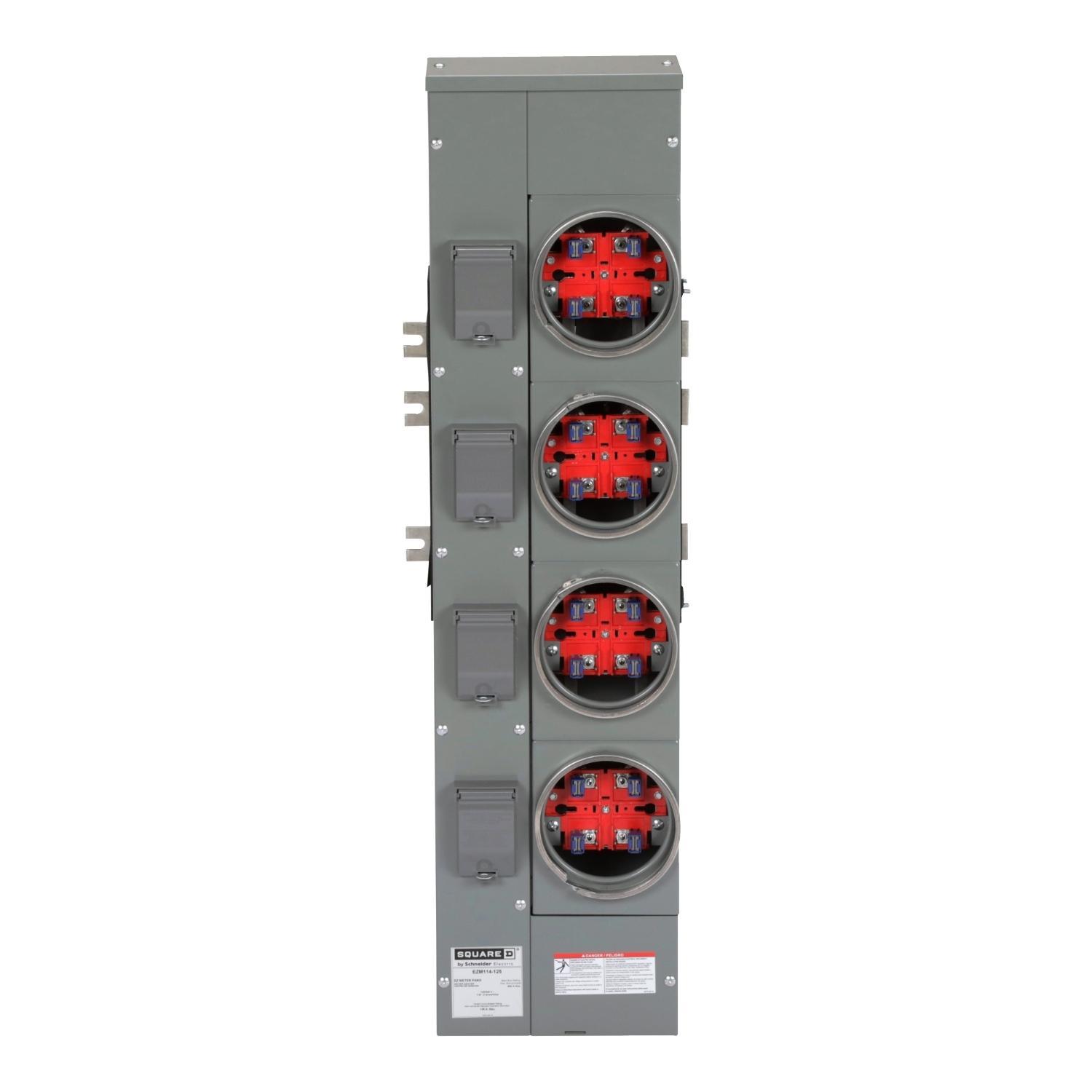 Square D™ Meter-Pak™ EZM114125 4-Position 3-Wire Meter Center Branch Unit, 120/240 V AC, 125/800 A, 1 Phase, NEMA 3R Enclosure