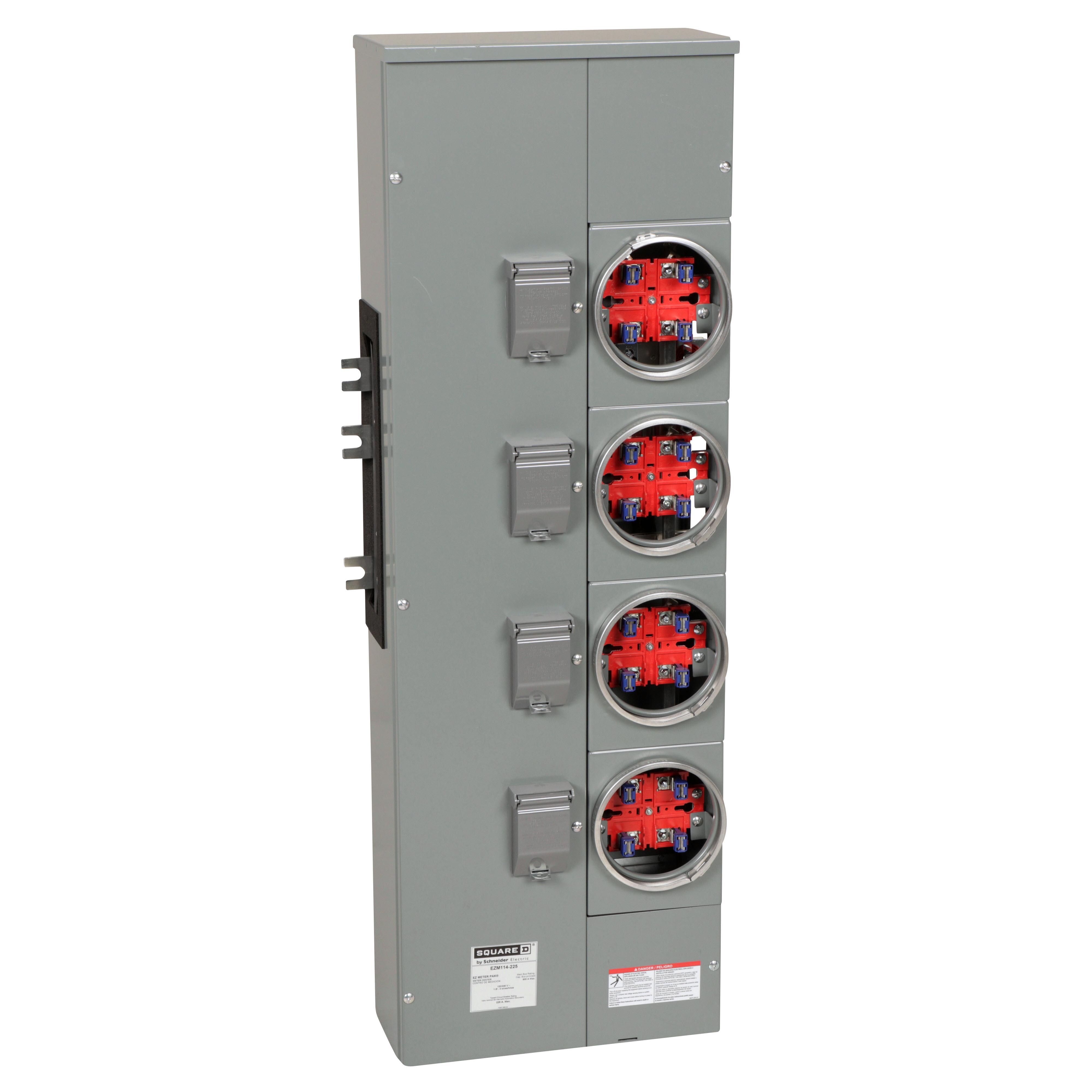 Square D™ Meter-Pak™ EZM114225 EZM 4-Position Meter Center Branch Unit, 120/240 V AC, 225 A, 1 Phase , NEMA 3R Enclosure