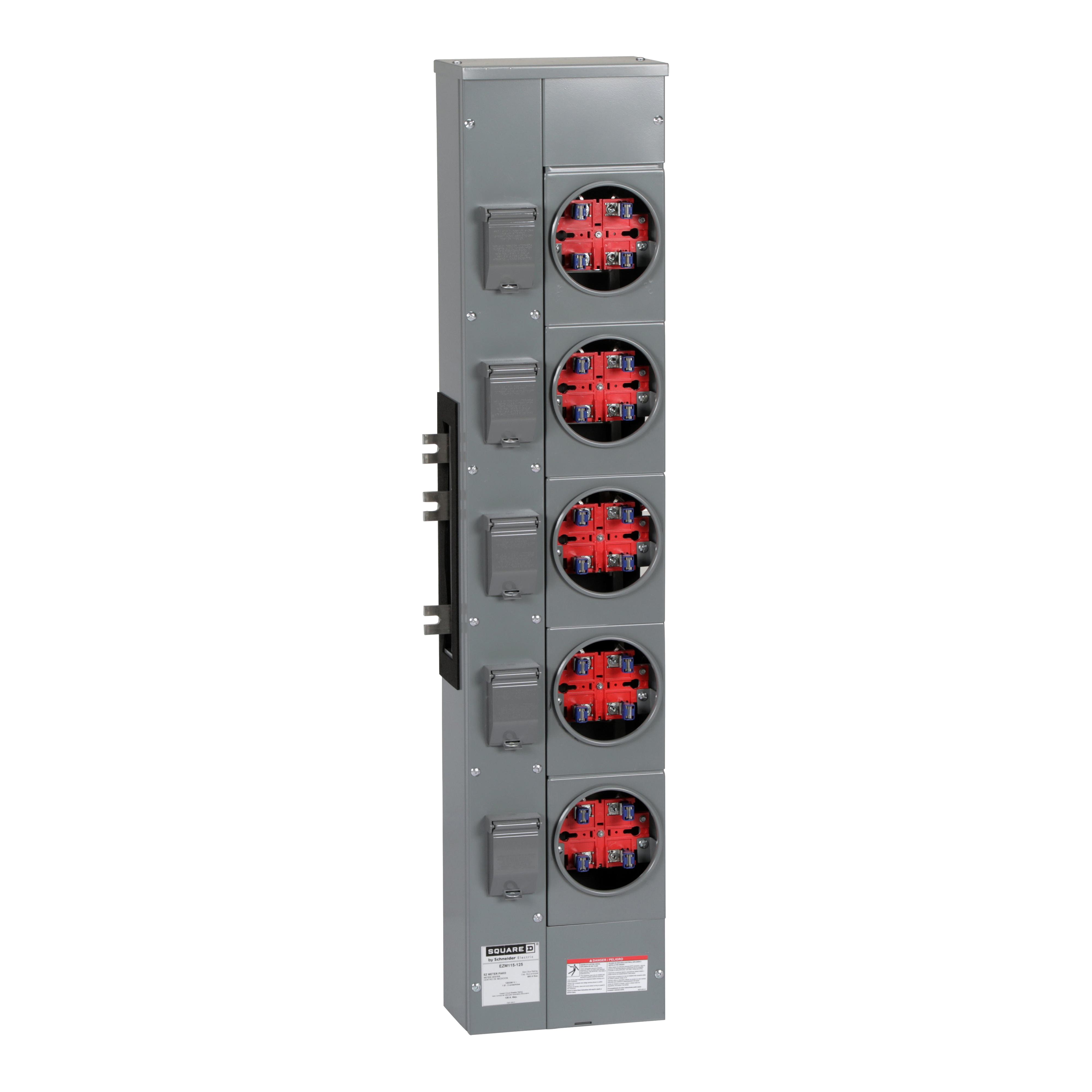 Square D™ Meter-Pak™ EZM115125 EZM 5-Position Meter Center Branch Unit, 120/240 V AC, 125 A, 1 Phase , NEMA 3R Enclosure