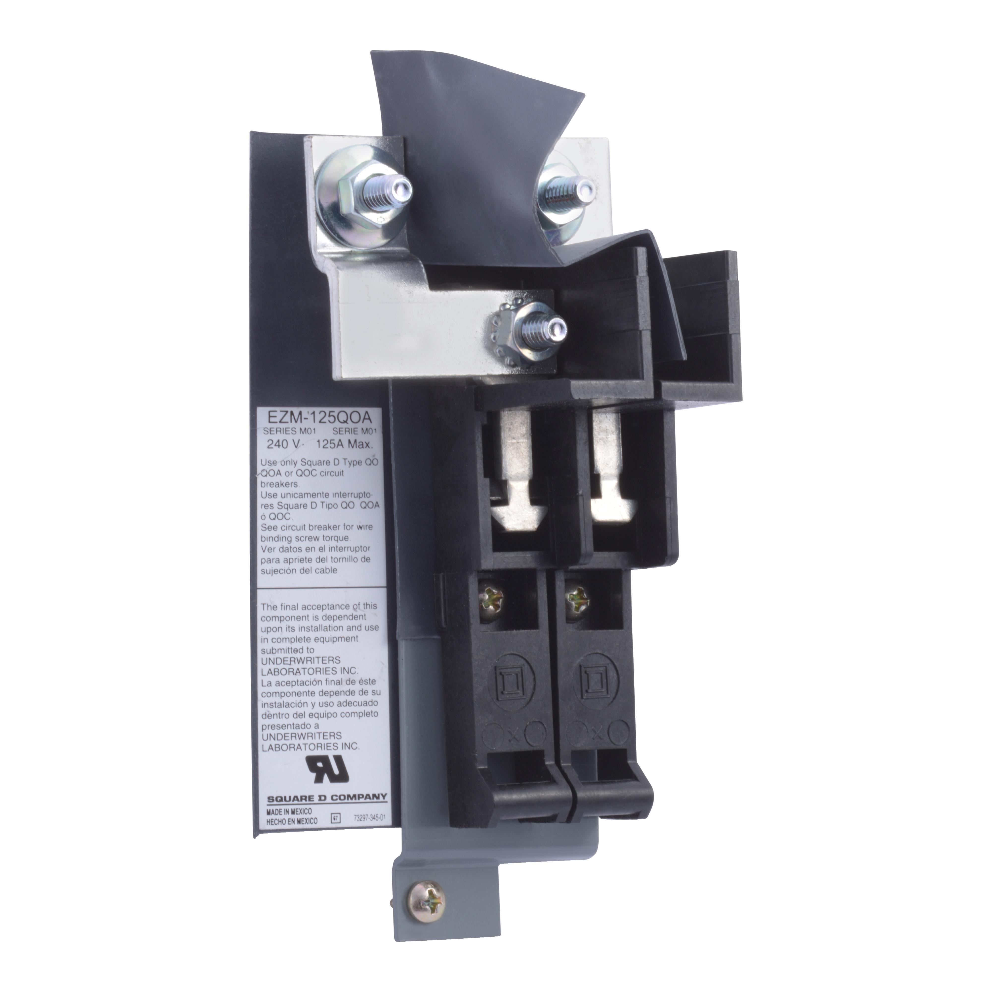 Square D™ Meter-Pak™ EZM125QOA Metering Adapter, For Use With Bolt-On Q2M Tenant Breaker, 2P Size, 40125 A, OH/UG Cable Entry