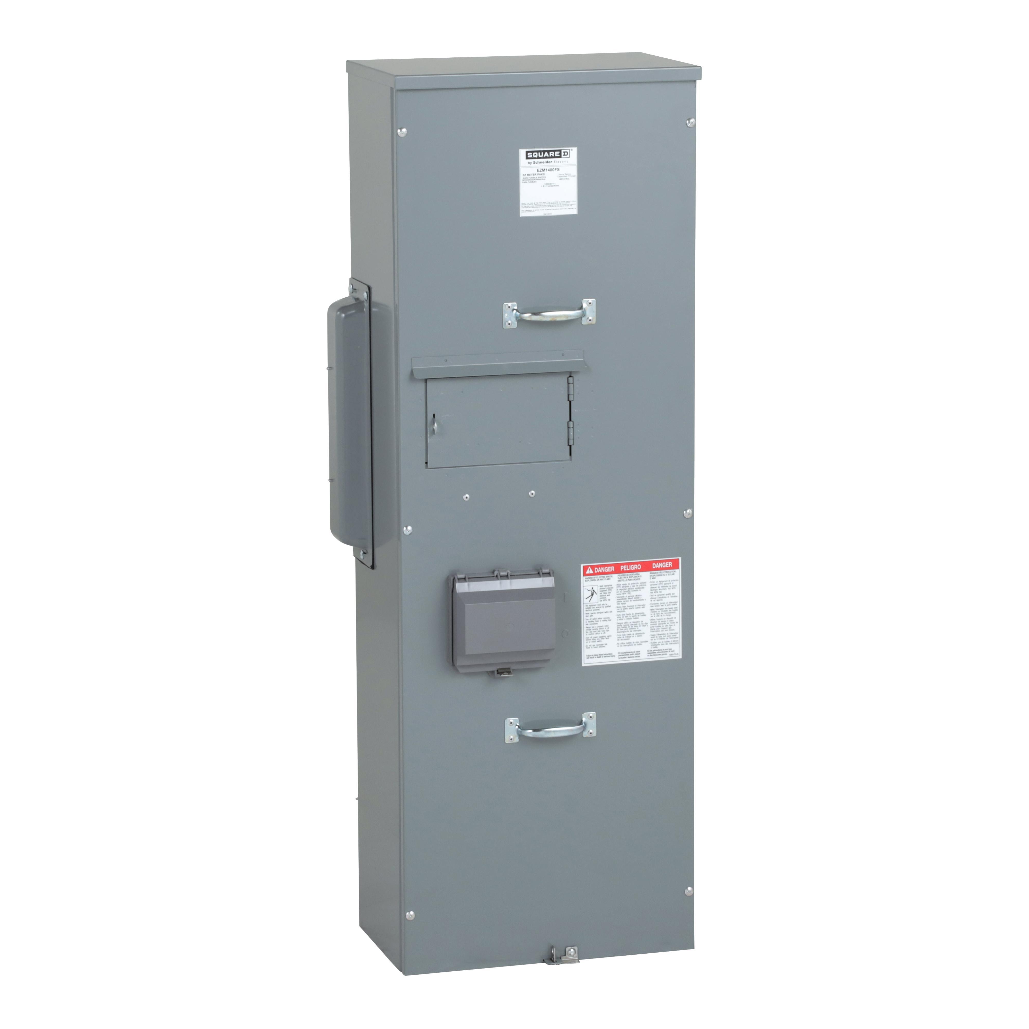 Square D™ EZ Meter-Pak™ EZM1400FS Main Fusible Switch, 120/240 V AC, 400 A, 1 Phase, NEMA 3R Enclosure