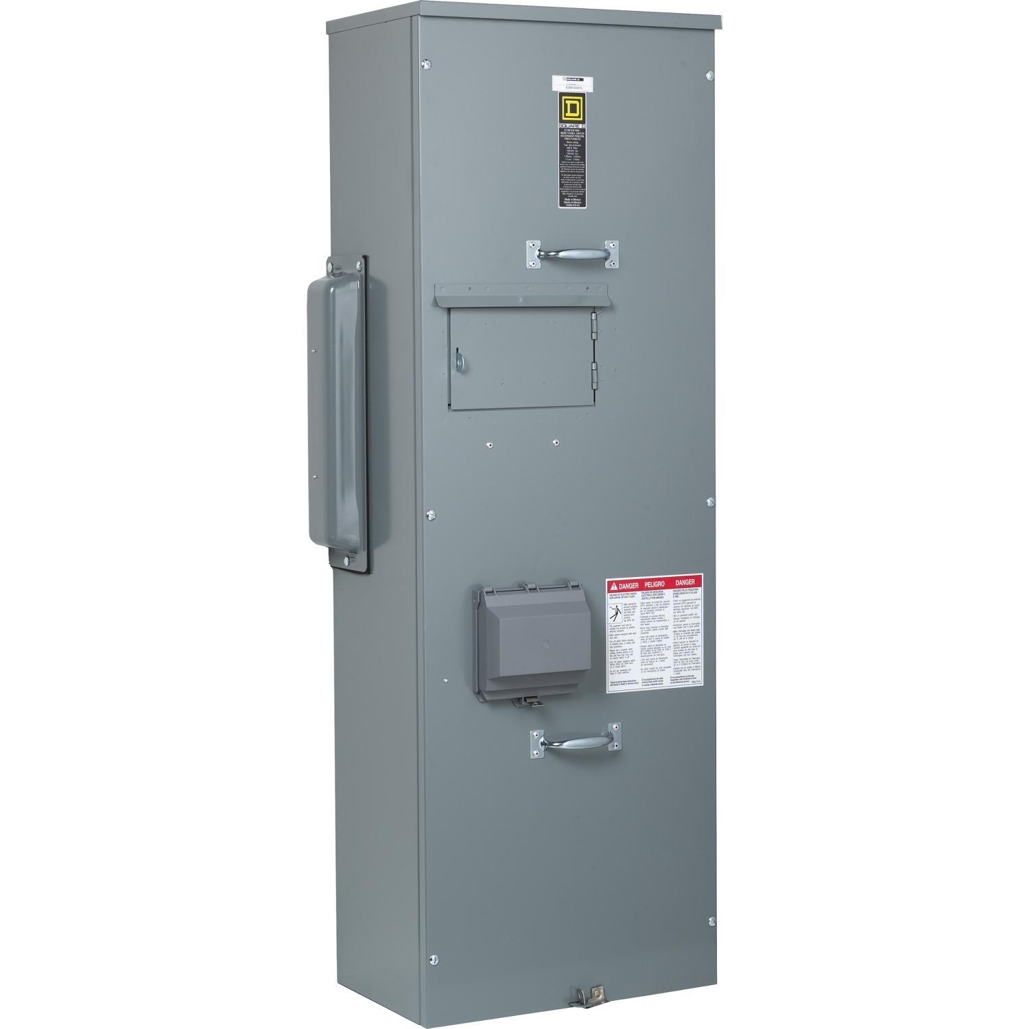 Square D™ EZ Meter-Pak™ EZM1600FS 2-Pole Main Fusible Switch Meter Center, 120/240 VAC, 600 A, 1 Phase, 3 Wires, NEMA 3R Enclosure