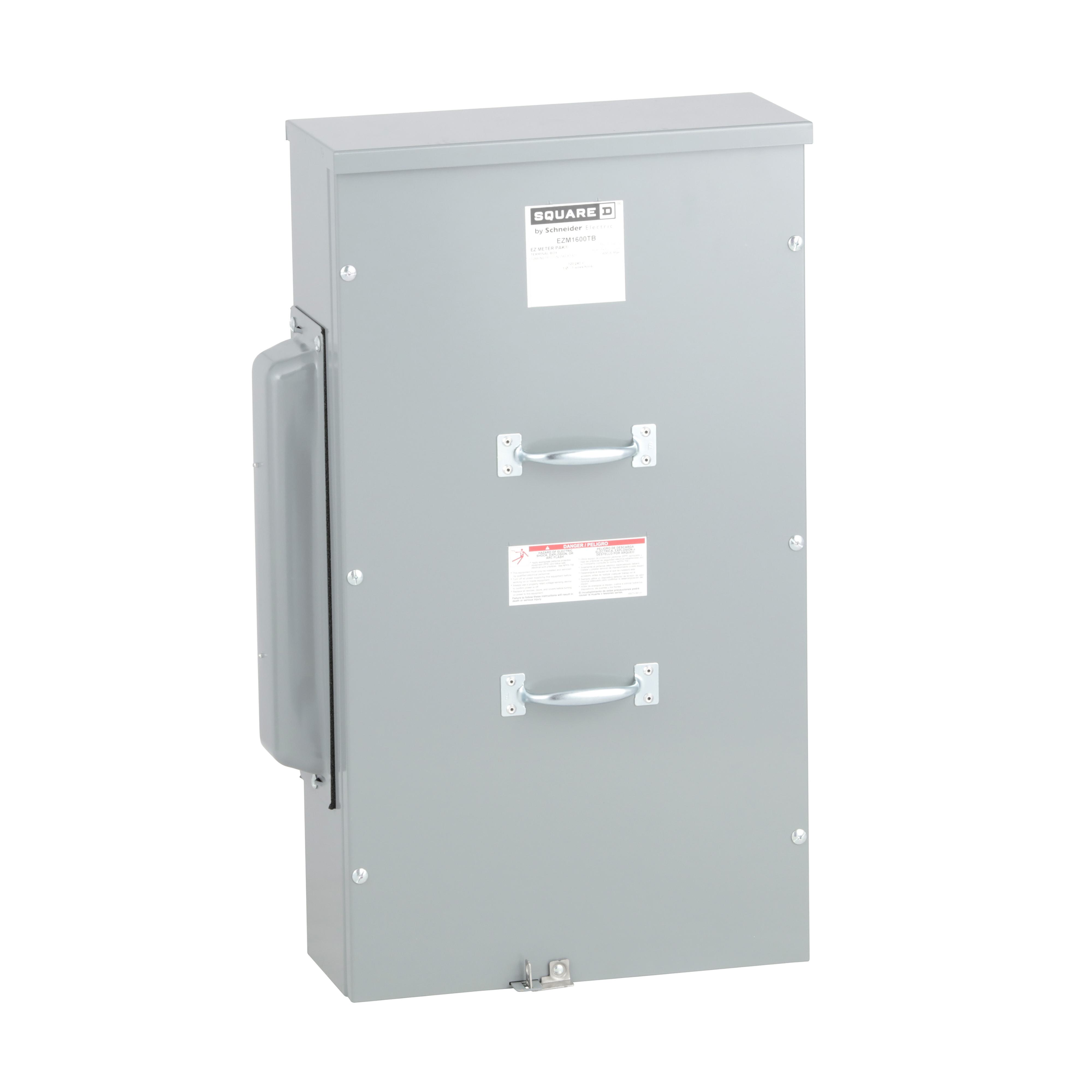 Square D™ EZ Meter-Pak™ EZM1600TB Rainproof Meter Terminal Box, 120/240 V AC, 600 A, 1 Phase, Overhead/Underground Feed, NEMA 3R Enclosure