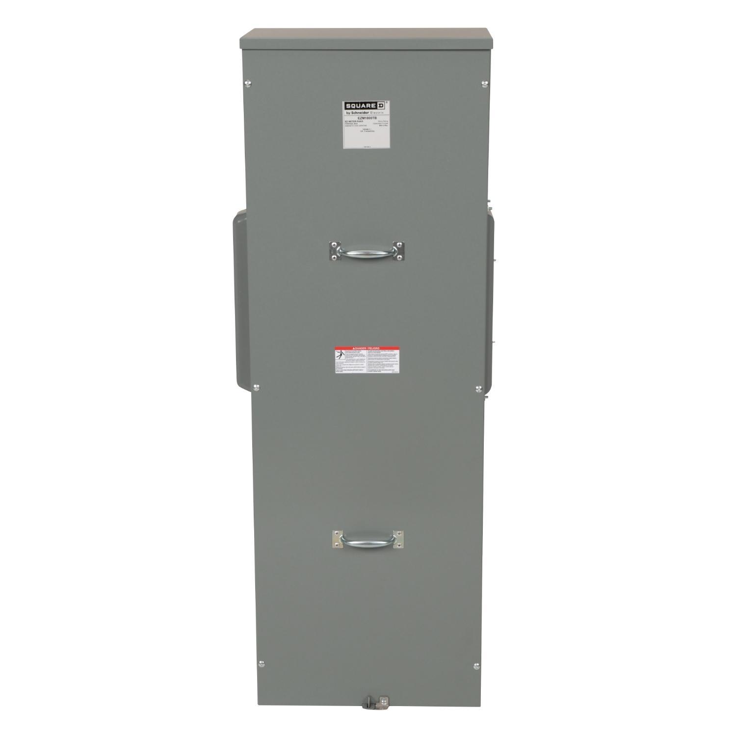 Square D™ EZ Meter-Pak™ EZM1800TB Rainproof Meter Terminal Box, 120/240 V AC, 800 A, 1 Phase, Overhead/Underground Feed, NEMA 3R Enclosure