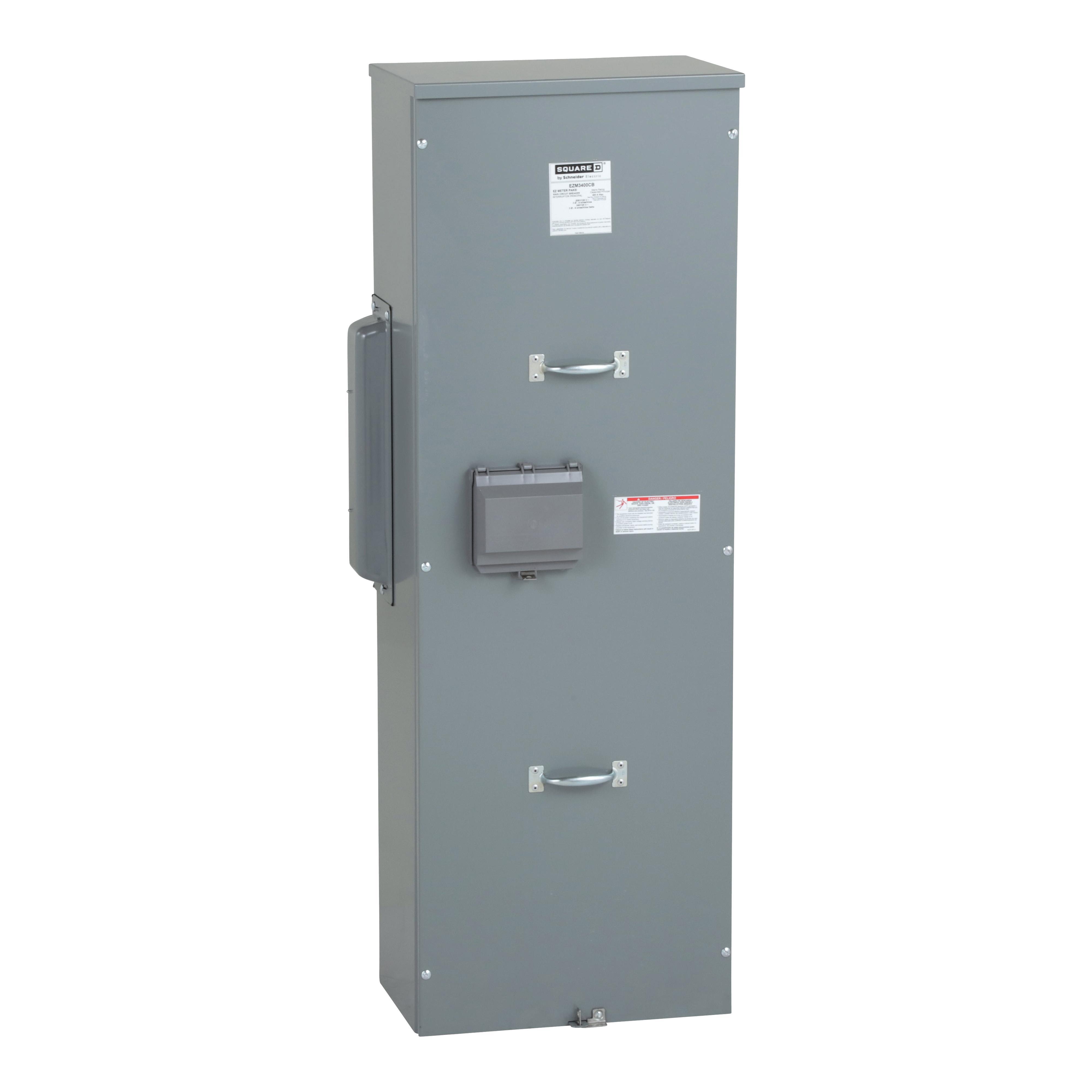 Square D™ EZ Meter-Pak™ EZM3400CB 4-Wire Overhead/Underground Surface Mount Main Circuit Breaker Meter Center, 120/208Y VAC, 240/120 Delta VAC, 400 A, 3 Phase