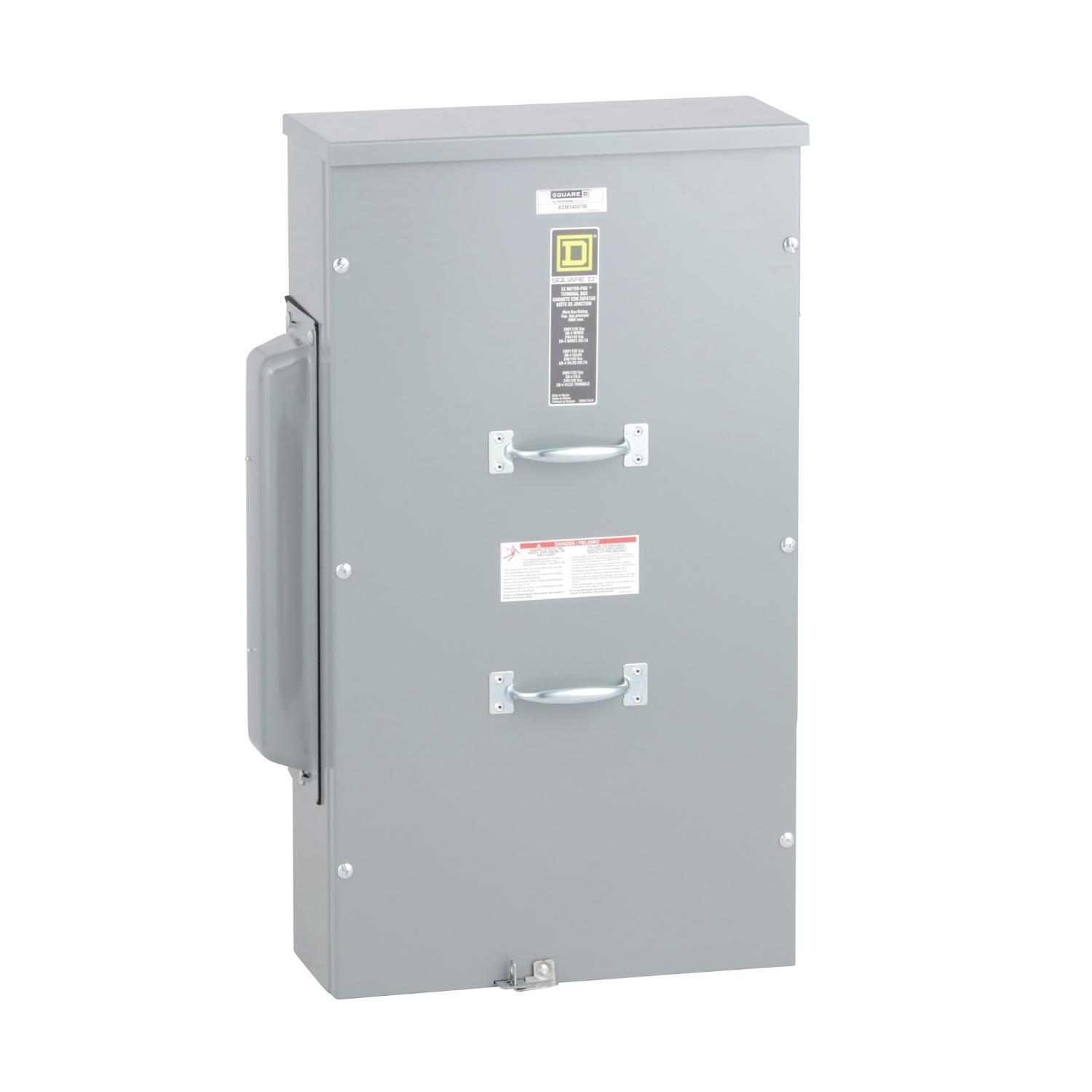 Square D™ EZ Meter-Pak™ EZM3400TB 4-Wire Center Main Terminal Box, 208Y/120 VAC, 240/120 Delta VAC, 400 A, 3 Phase, NEMA 3R Enclosure