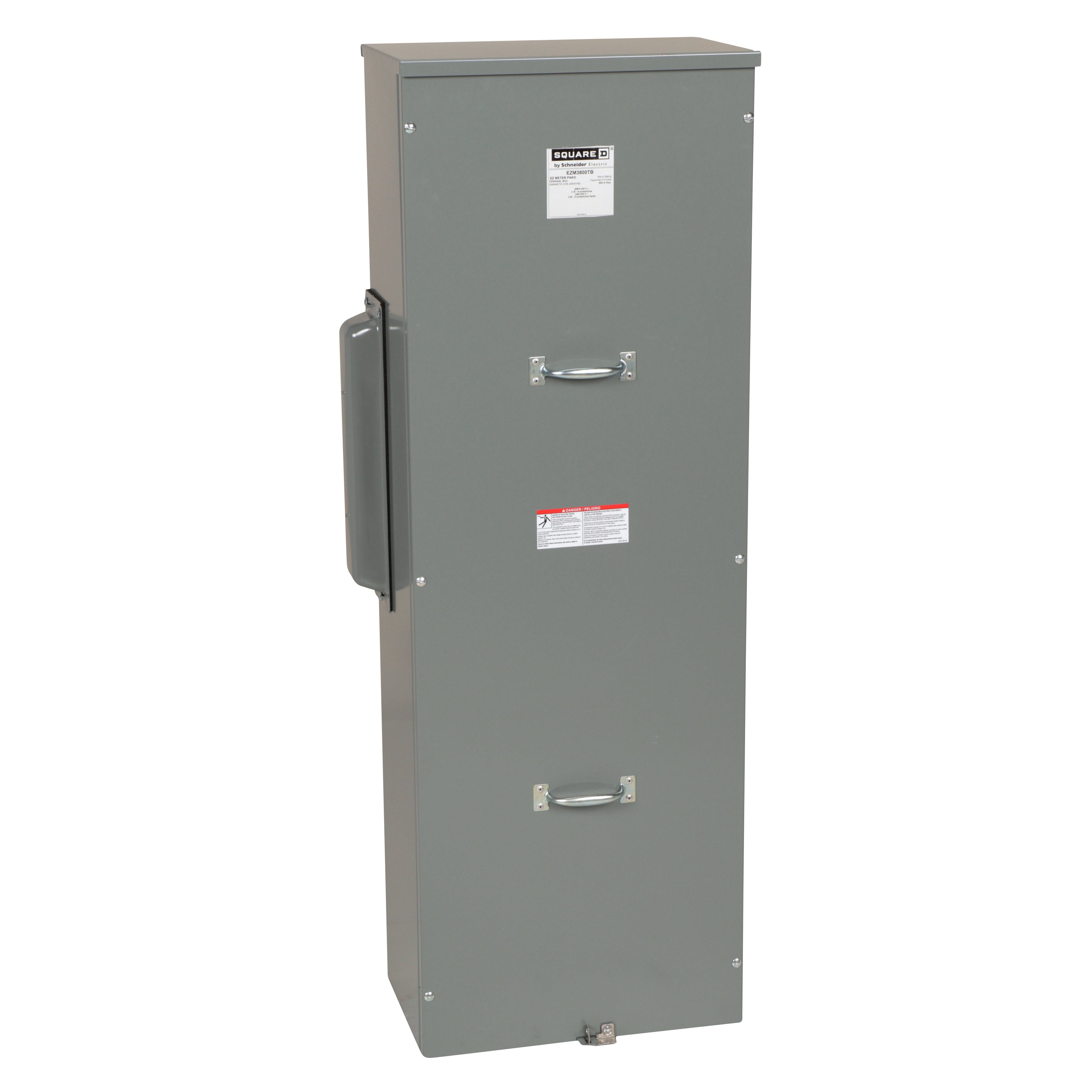 Square D™ EZ Meter-Pak™ EZM3800TB 4-Wire Main Lug Terminal Box, 208Y/120 VAC, 240/120 Delta VAC, 800 A, 3 Phase, NEMA 3R Enclosure
