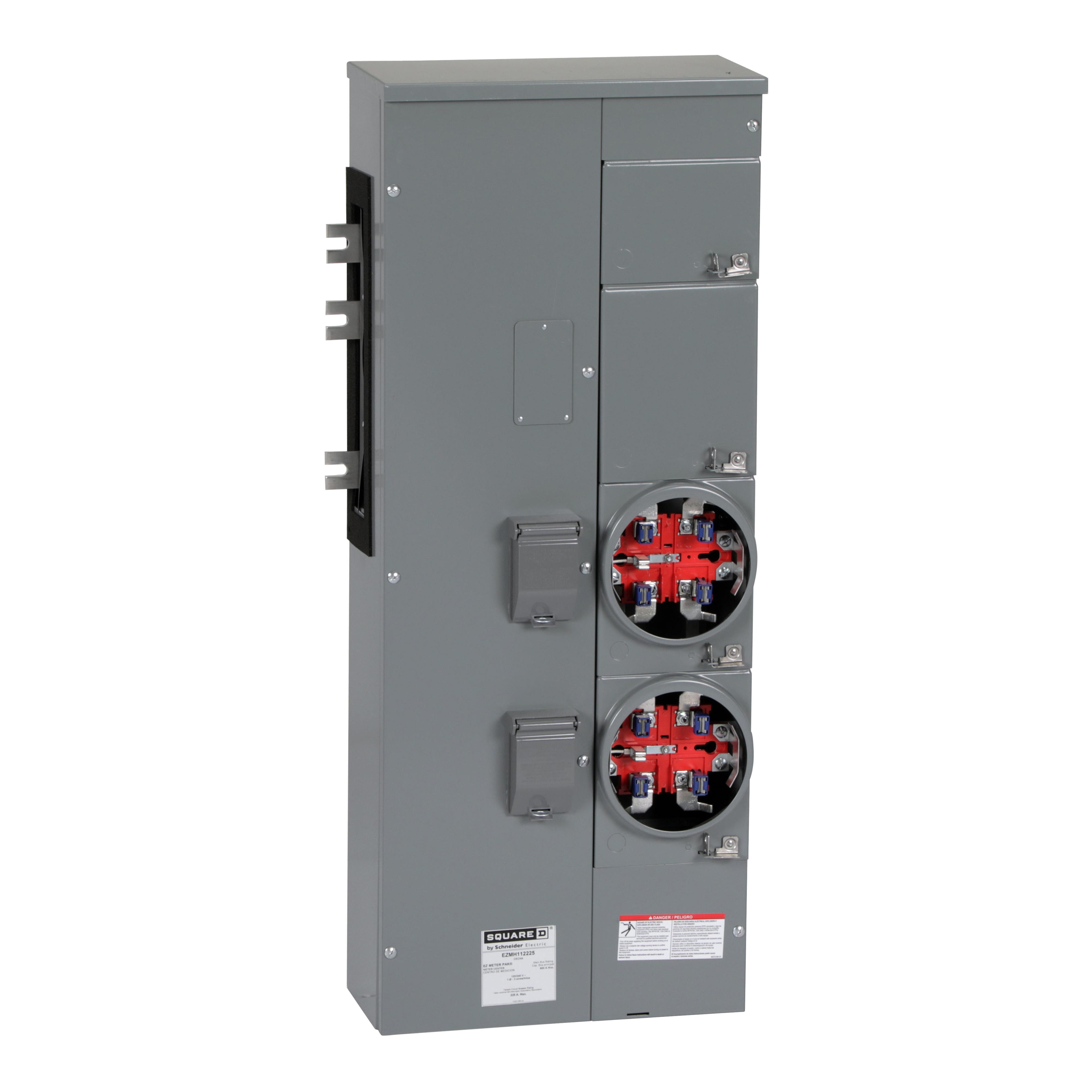 Square D™ Meter-Pak™ EZMH112225 2-Position 3-Wire Meter Center Branch Unit With Horn Bypass, 120/240 V AC, 225 A, 1 Phase, NEMA 3R Enclosure