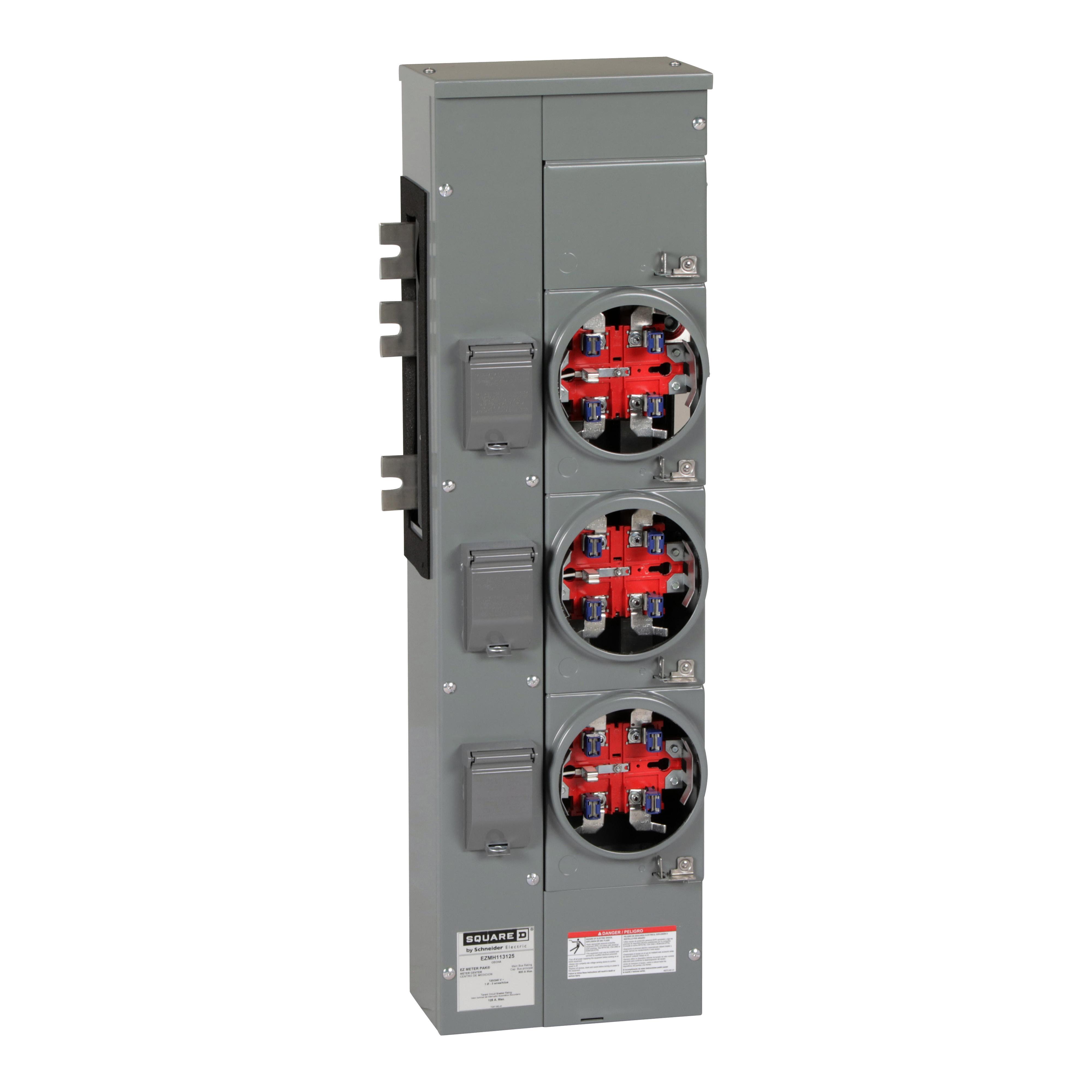 Square D™ Meter-Pak™ EZMH113125 3-Position 3-Wire Meter Center Branch Unit With Horn Bypass, 120/240 V AC, 125/800 A, 1 Phase, NEMA 3R Enclosure