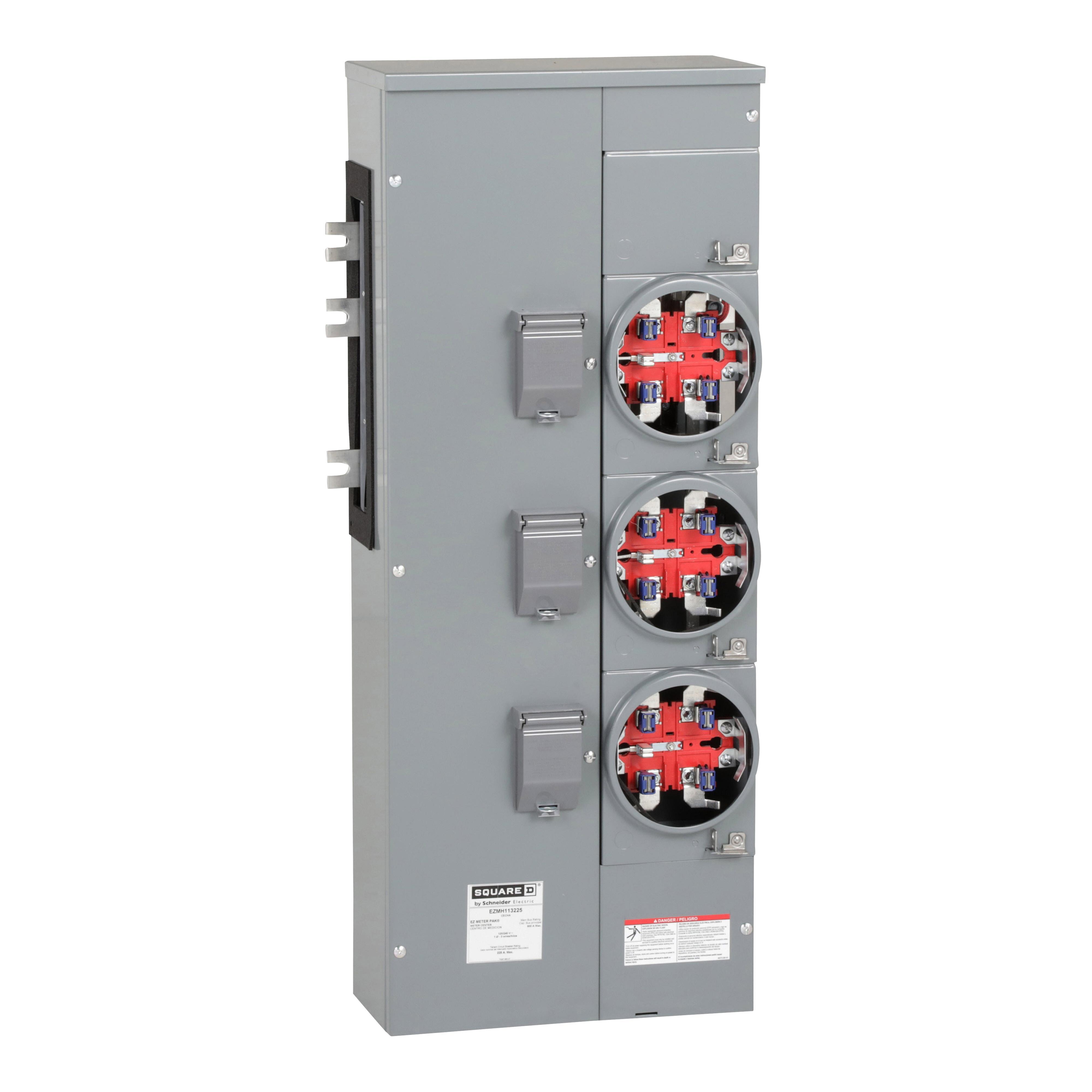 Square D™ Meter-Pak™ EZMH113225 3-Position Meter Center Branch Unit With Horn Bypass, 120/240 V AC, 225 A, 1 Phase, NEMA 3R Enclosure