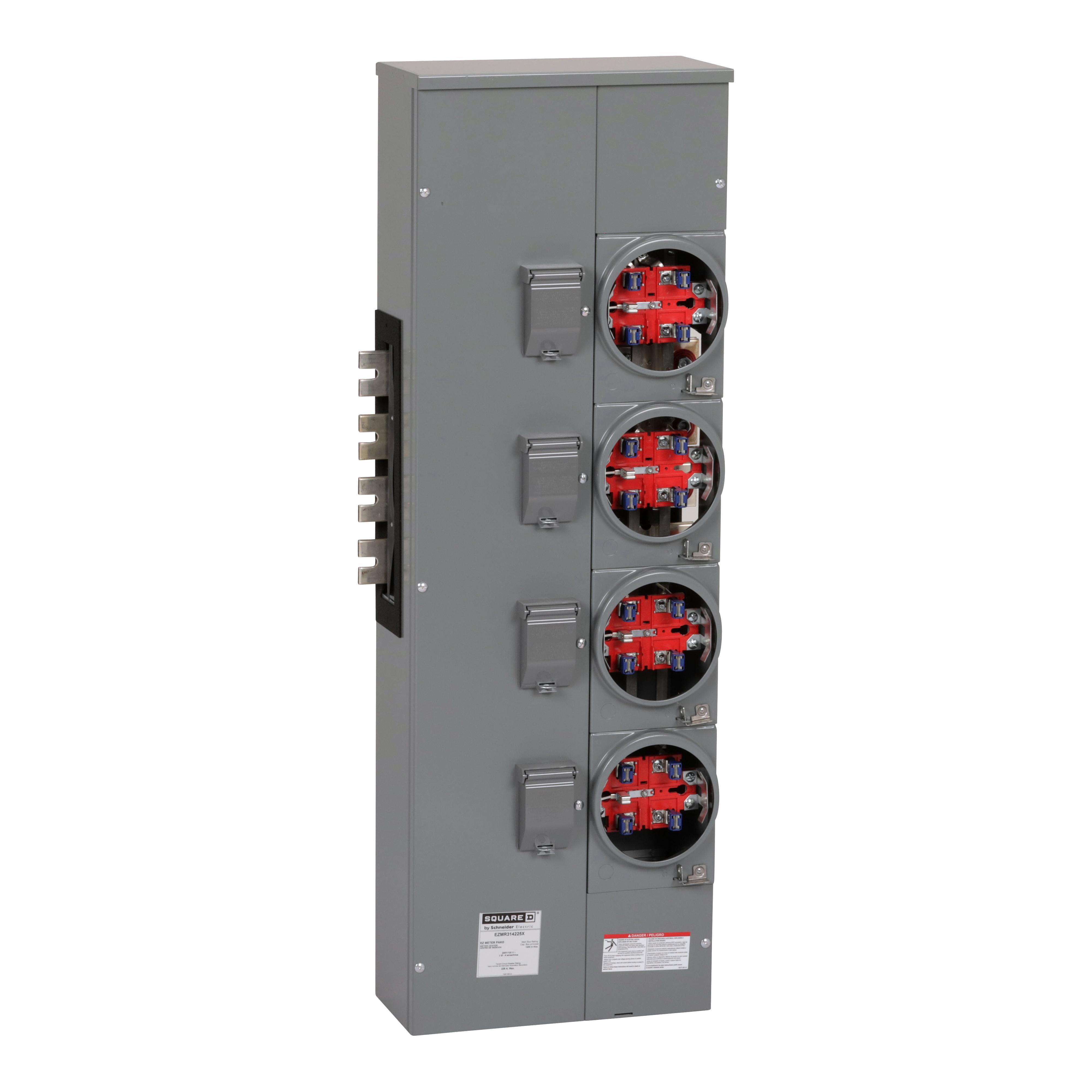 Square D™ Meter-Pak™ EZMH114225 2-Position 3-Wire Meter Center Branch Unit, 120/240 V AC, 225 A, 1 Phase, NEMA 3R Enclosure