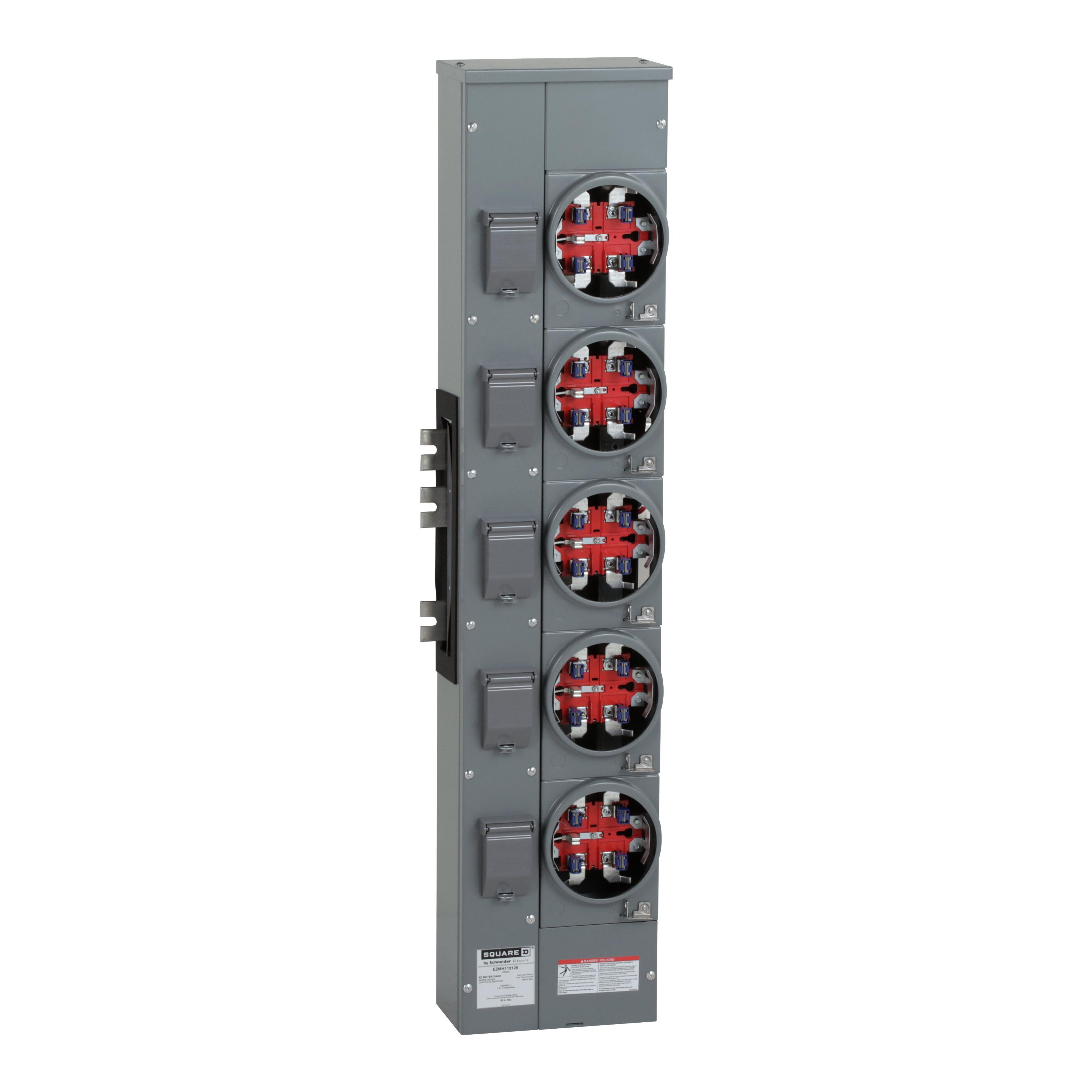 Square D™ Meter-Pak™ EZMH115125 5-Position 3-Wire Meter Center Branch Unit With Horn Bypass, 120/240 V AC, 125/800 A, 1 Phase, NEMA 3R Enclosure