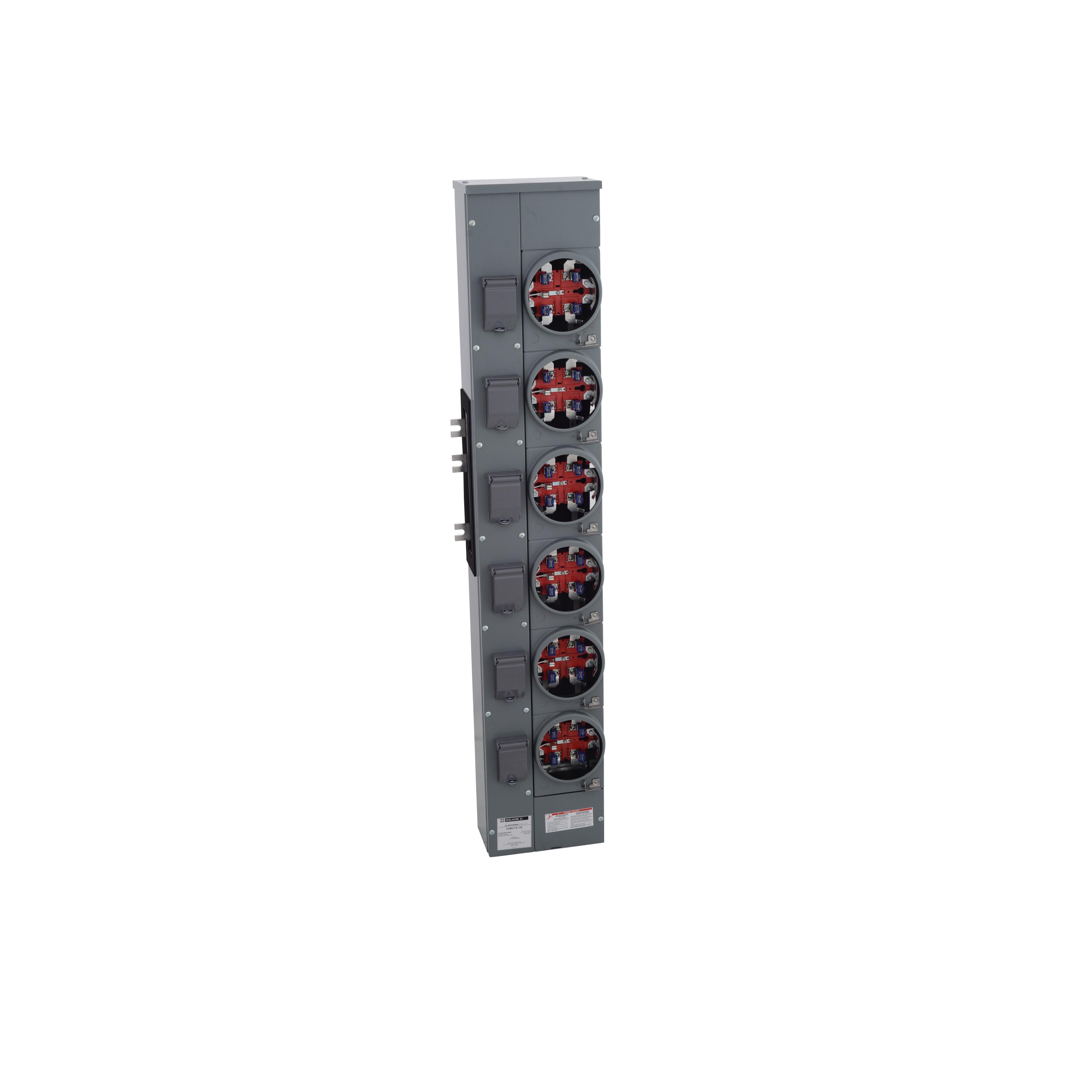 Square D™ Meter-Pak™ EZMH116125 EZM 6-Position Meter Center Branch Unit With Horn Bypass, 120/240 V AC, 125 A, 1 Phase , NEMA 3R Enclosure