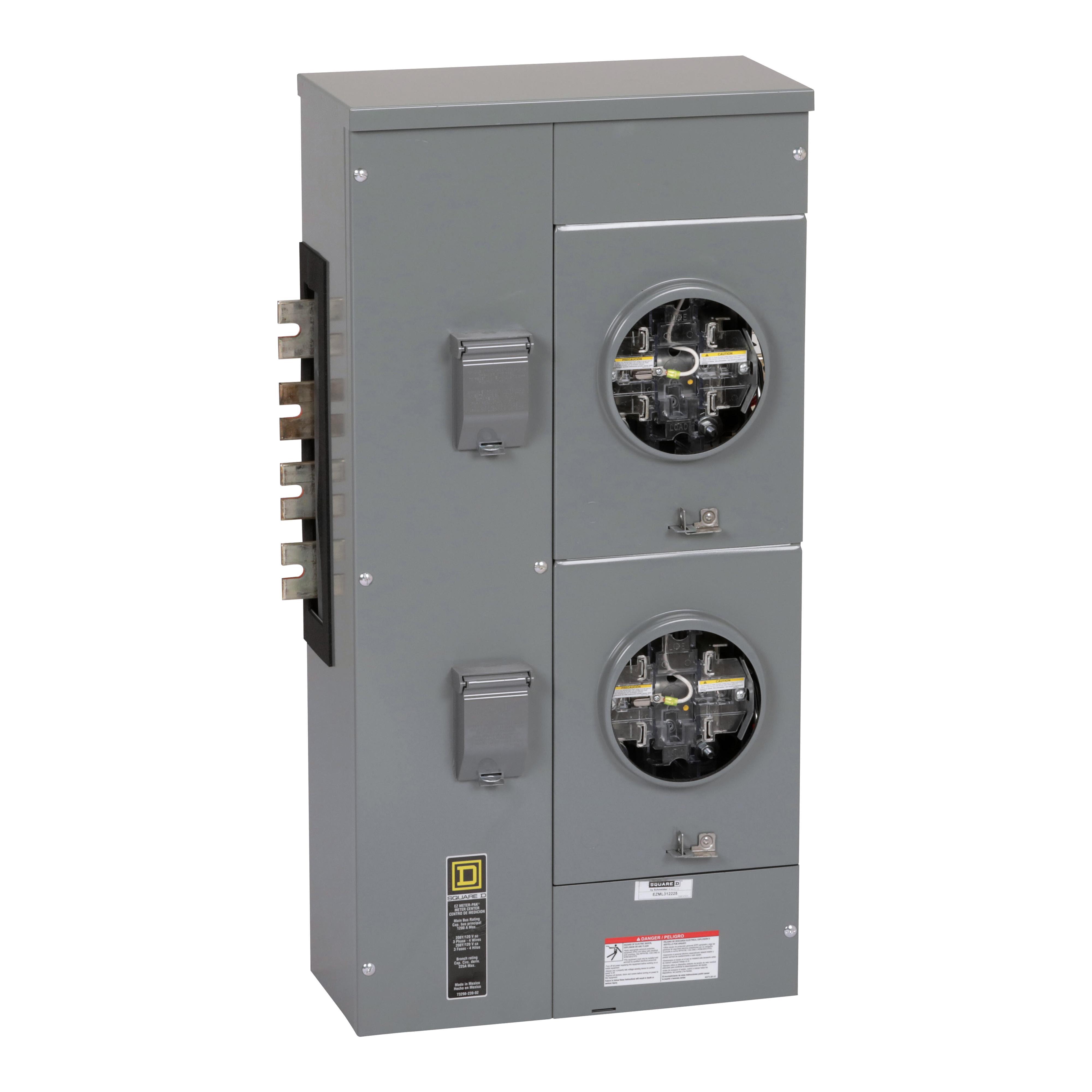 Square D™ Meter-Pak™ EZML312225 EZM 2-Position Meter Center Branch Unit With Lever Bypass, 208Y/120 V AC, 225 A, 1/3 Phase , NEMA 3R Enclosure