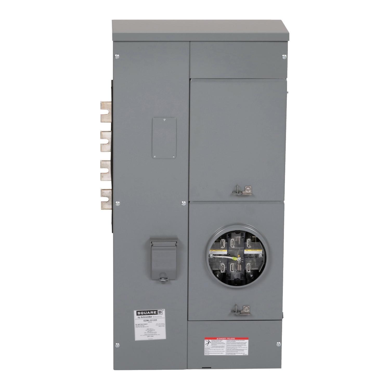 Square D™ Meter-Pak™ EZML331225 4-Wire Meter Center Branch Unit With Lever Bypass, 3-Pole Branch Circuit Breaker, 120/208Y VAC, 240/120 Delta VAC, 225/1200 A, 3 Phase, NEMA 3R Enclosure