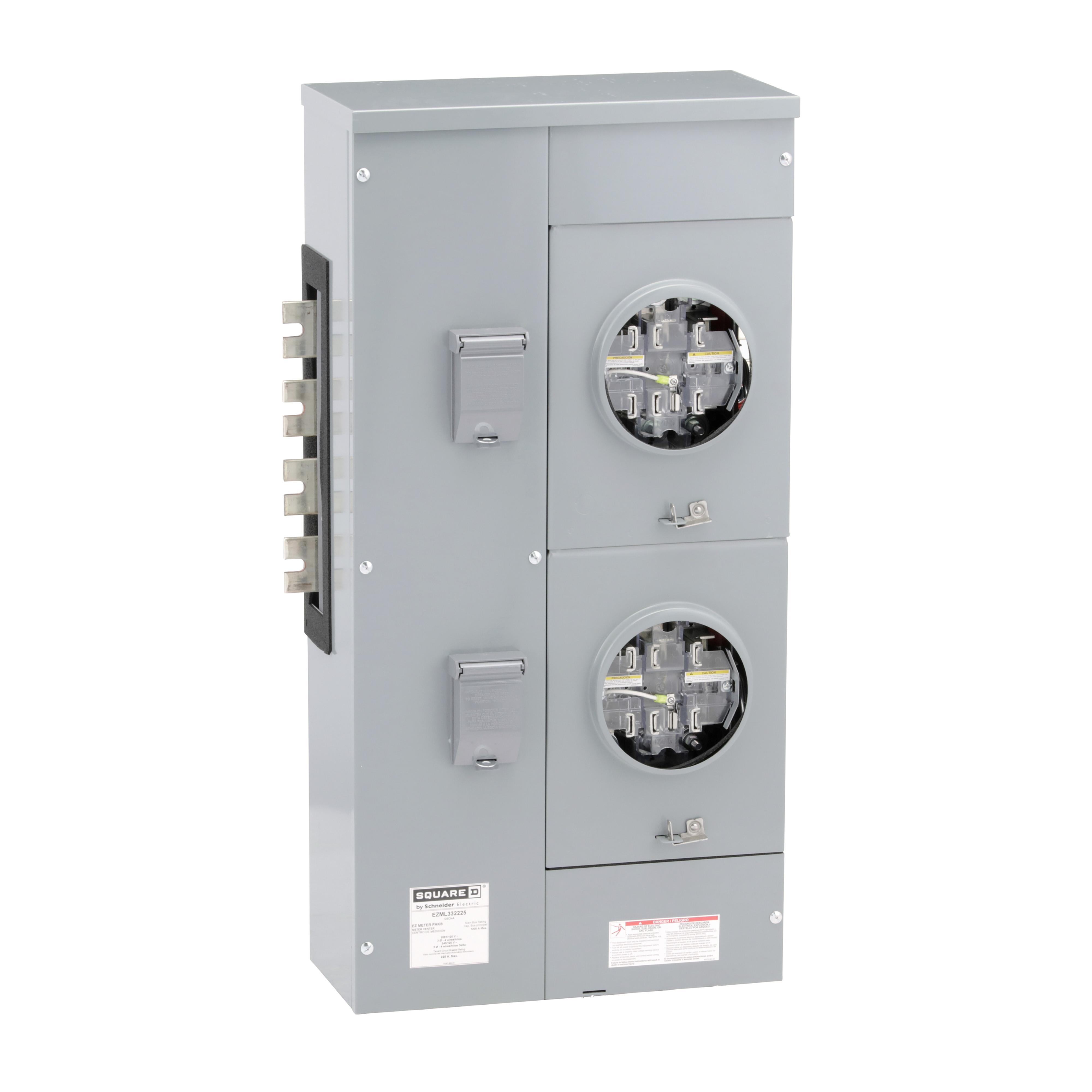 Square D™ Meter-Pak™ EZML332225 2-Position 4-Wire Meter Center Branch Unit With Lever Bypass, 208Y/120/120/240 Delta V AC, 225 A, 3 Phase, NEMA 3R Enclosure