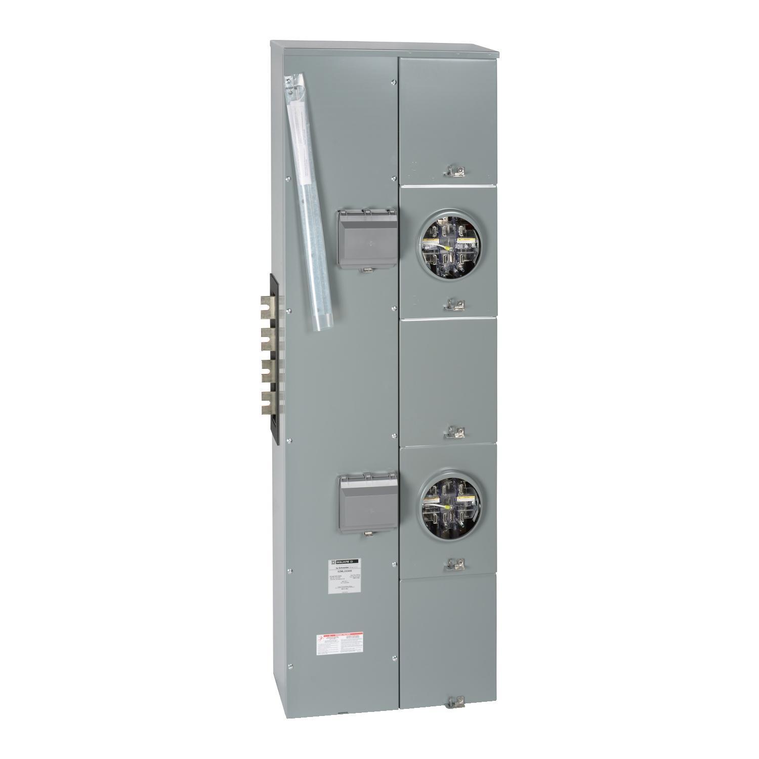 Square D™ Meter-Pak™ EZML332400 EZM 2-Position Meter Center Branch Unit With Lever Bypass, 208Y/120 VAC, 240/120 Delta VAC, 400 A, 3 Phase, NEMA 3R Enclosure