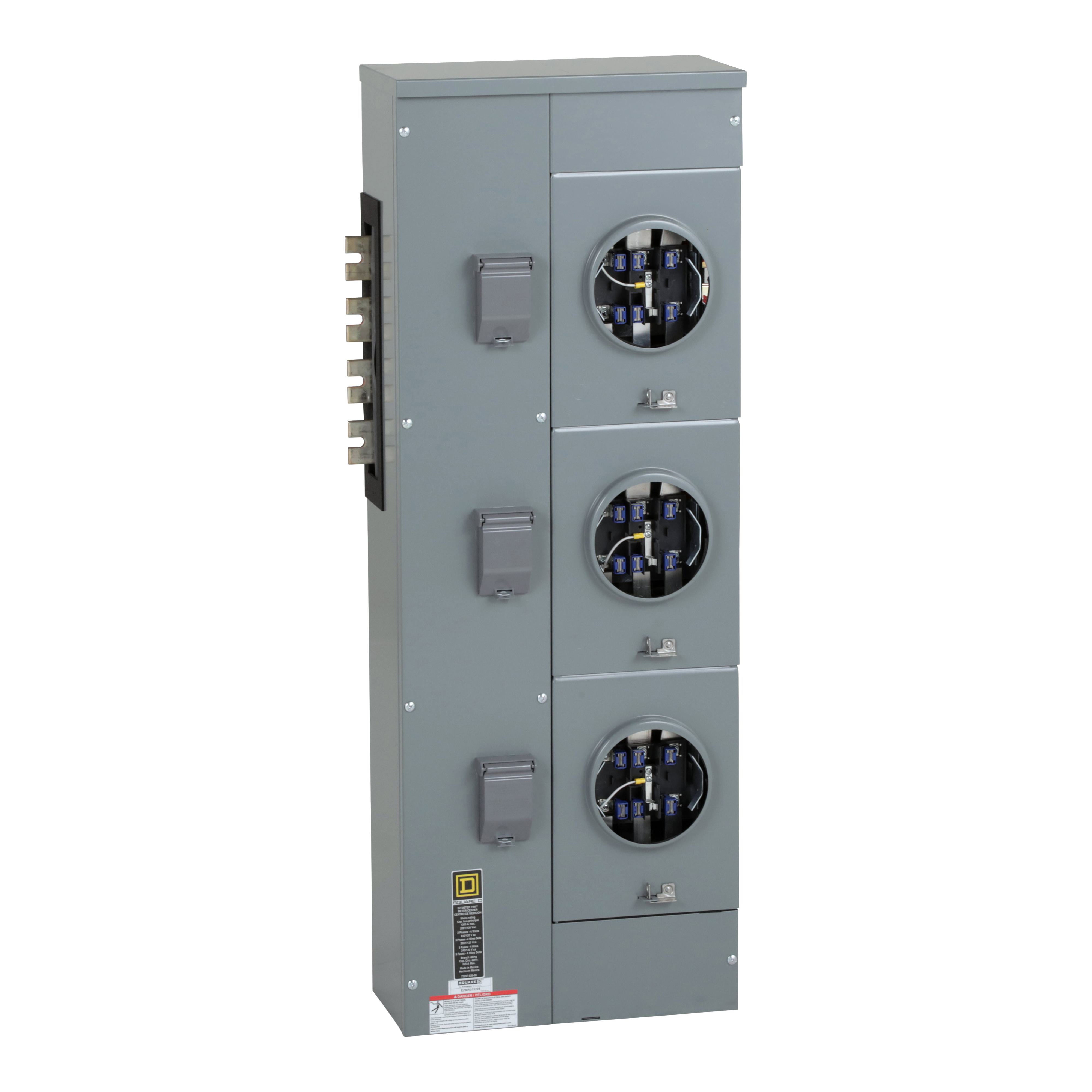 Square D™ Meter-Pak™ EZMR333225 3-Position Meter Center Branch Unit, 120/208Y VAC, 240/120 Delta VAC, 225 A, 3 Phase, NEMA 3R Enclosure