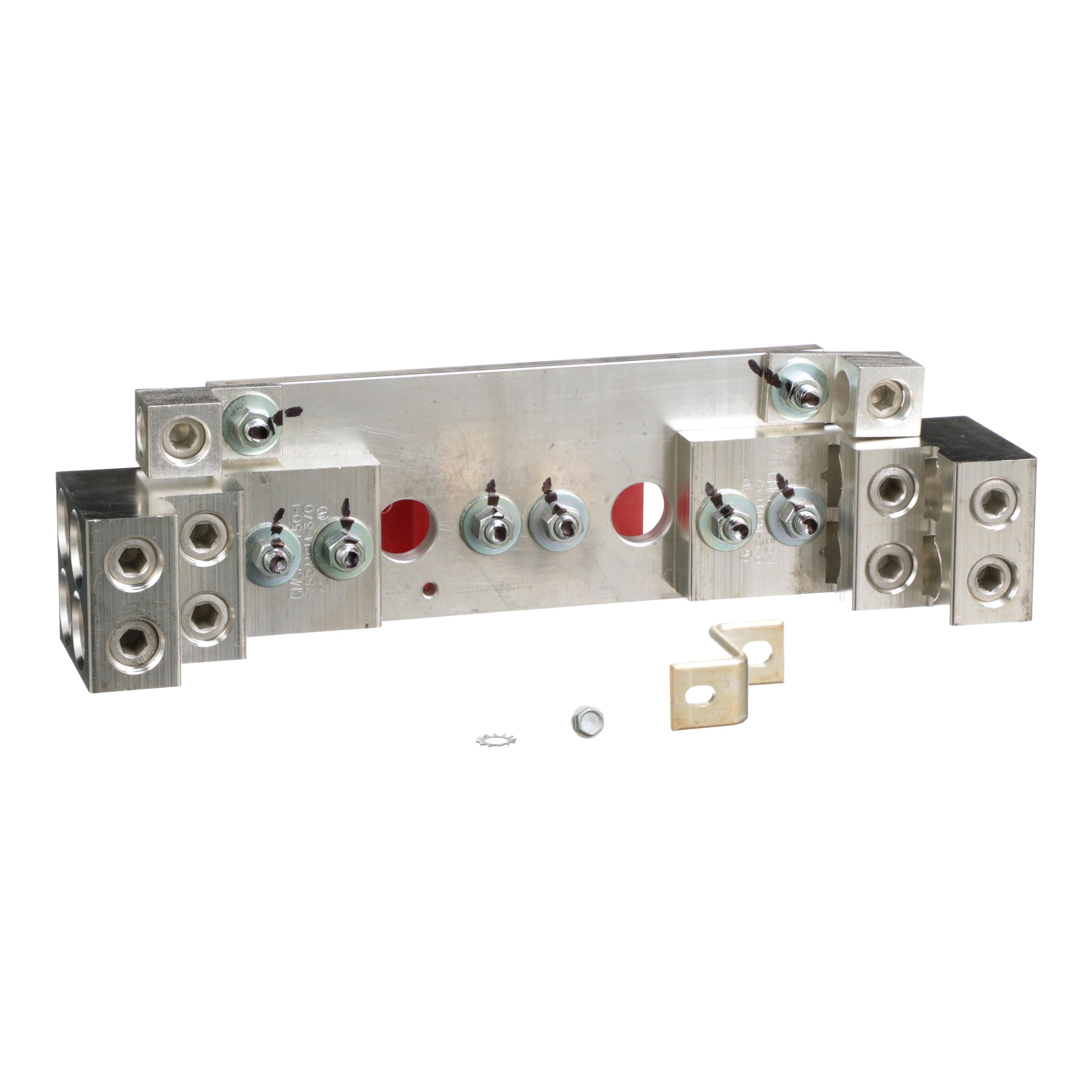 Square D™ H1200SNE4 Groundable Heavy Duty Insulated Solid Neutral Assembly Kit, For Use With Class 3100 E4 Series 1200 A Heavy Duty Safety Switch, 3/0 AWG to 750 kcmil, 6 AWG to 350 kcmil (Al/Cu) Service Ground Lug