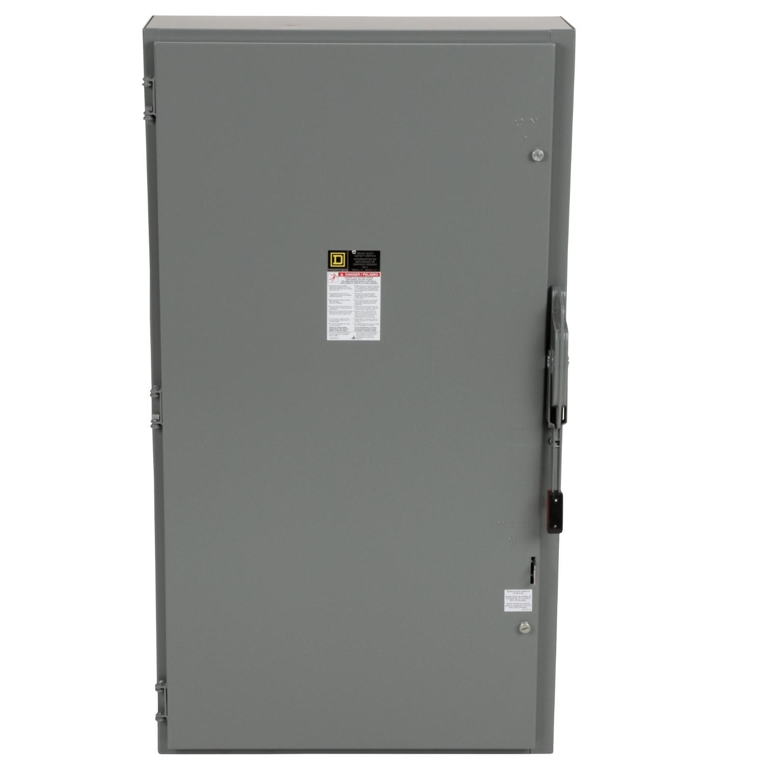 Square D™ H366N E4 Fusible Heavy Duty Safety Switch With Factory Installed Neutral, 600 V AC/DC, 600 A, 200 hp, 500 hp, 3PST Contact, 3 Poles