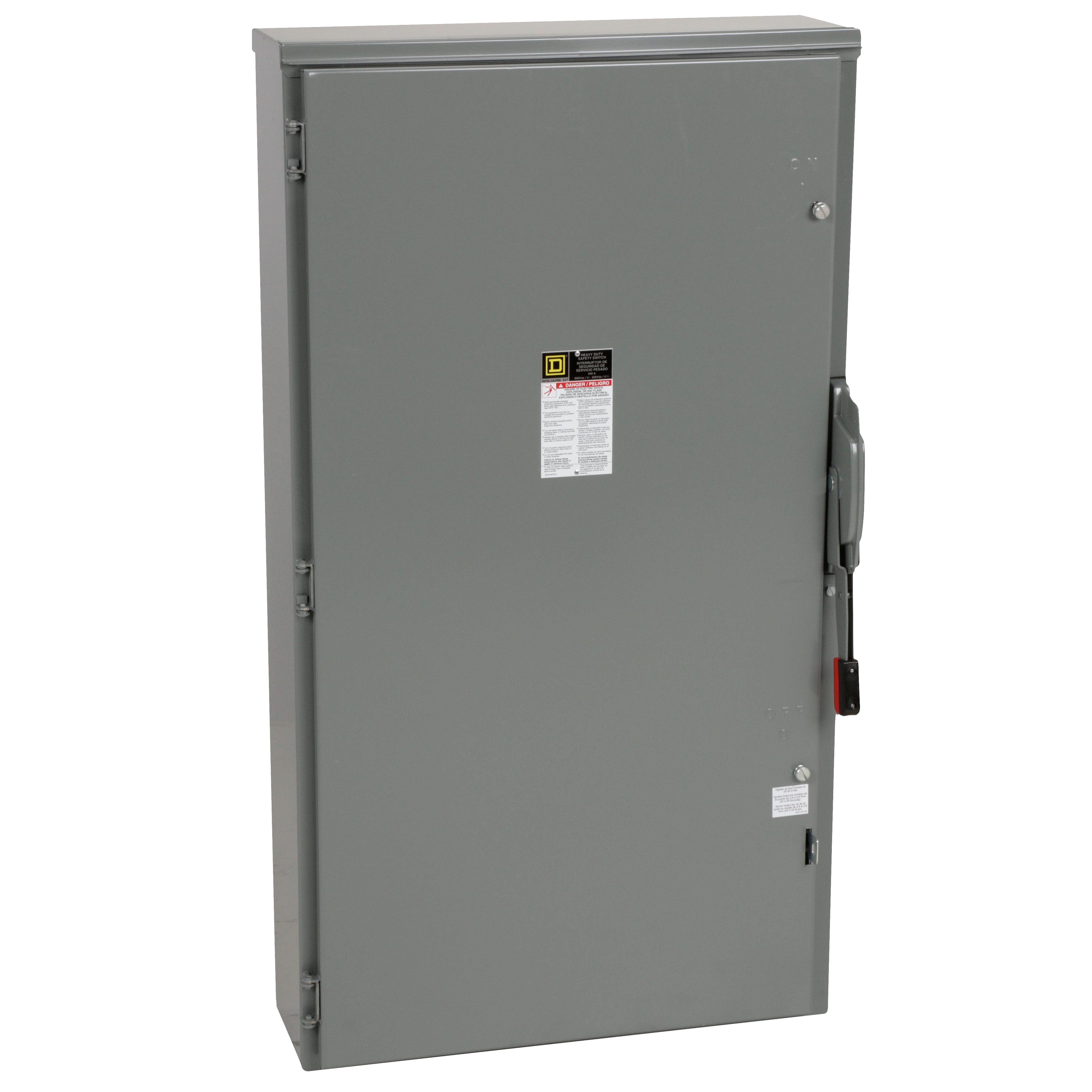 Square D™ H366R Fusible Heavy Duty Safety Switch, 600 V AC/DC, 600 A, 50 hp, 200 hp, 3PST Contact, 3 Poles