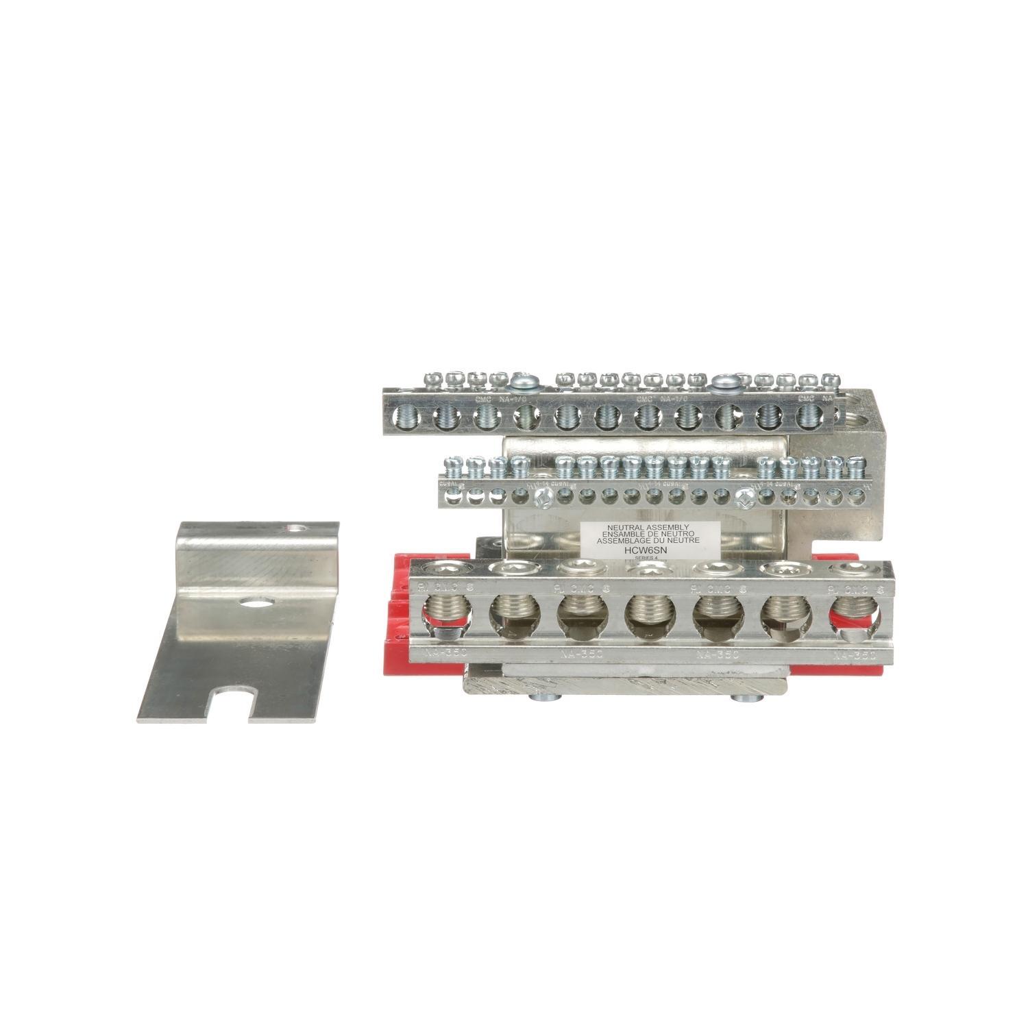 Square D™ I-Line™ HCW6SN Solid Mechanical Lug Solid Neutral Assembly, For Use With I-Line™ HCP Circuit Breaker Power Distribution Panelboard, 600 V AC/250 V DC, 600 A, 60 Hz, 3 Phase, 4 AWG to 600 kcmil Al/Cu, Surface Mount, Aluminum/Copper
