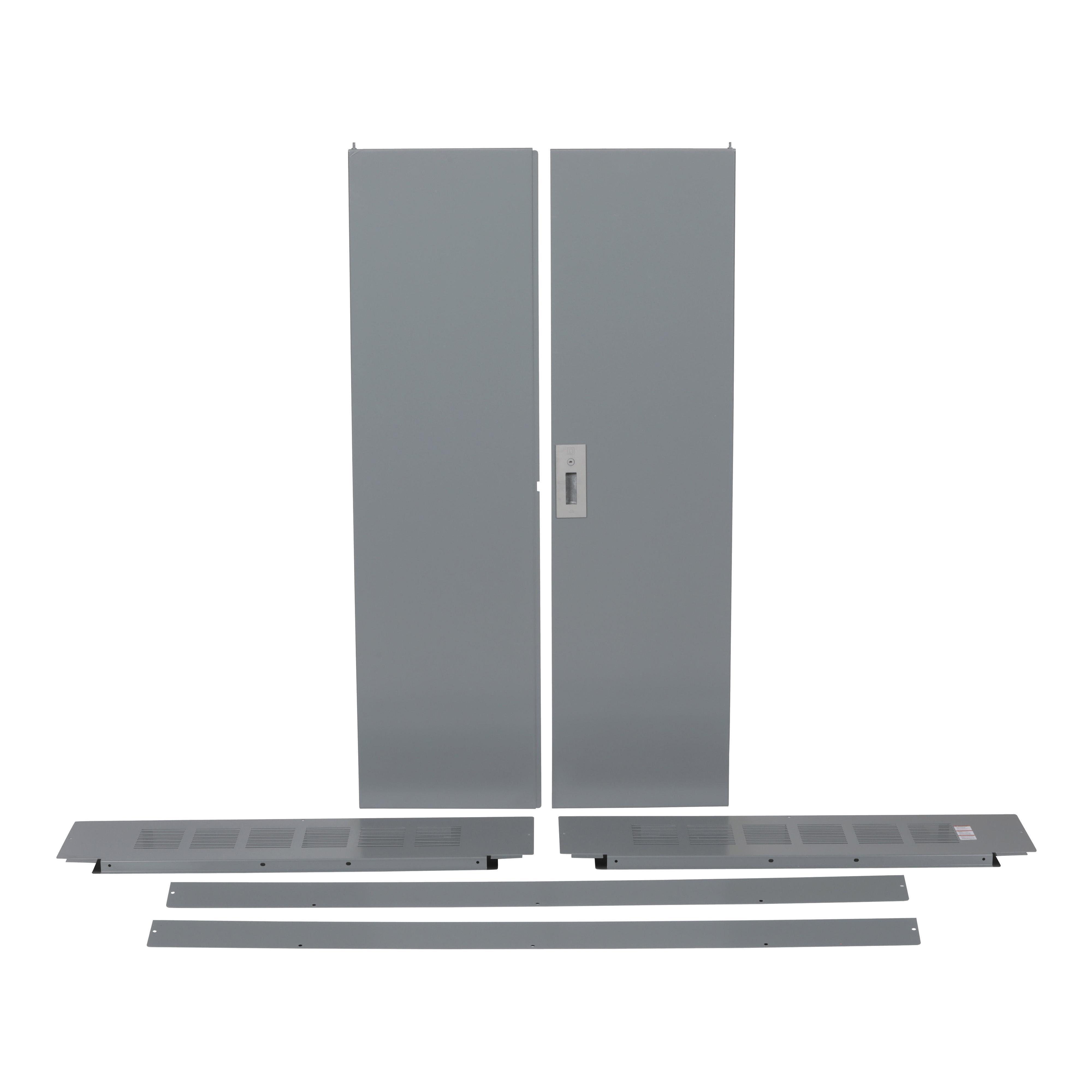 Square D™ HCW86TSD 4-Piece Bottom Feed Standard Cover/Trim Kit With Door, 86 in L x 42-1/4 in W, For Use With I-Line™ HCP 3-Pole Main Lug and Main Circuit Breaker Panelboard, Surface Mount