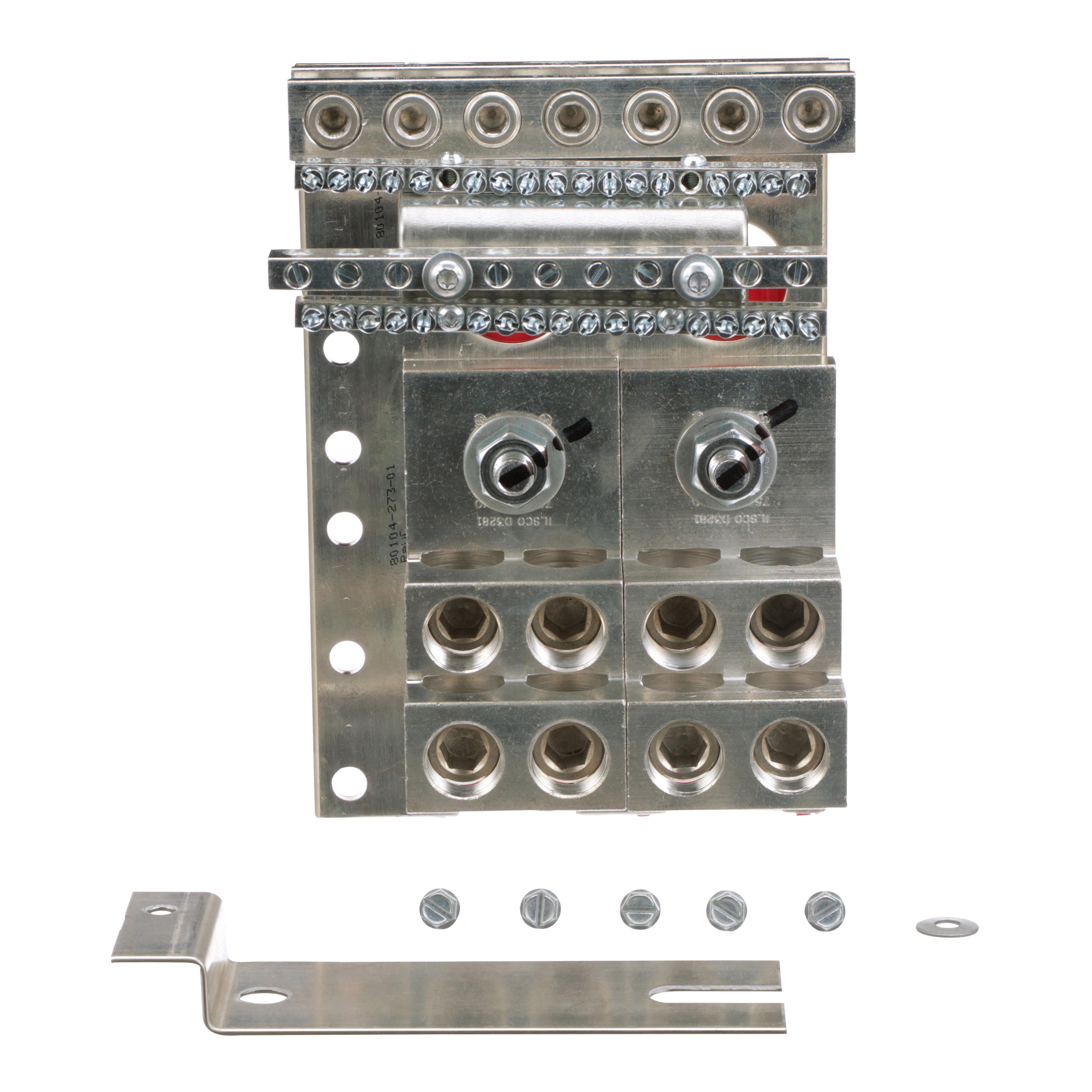 Square D™ HCWM12SN Solid Mechanical Lug Neutral Assembly, For Use With I-Line™ HCR-U Series Circuit Breaker Panelboard, (9) 14 to 1/0 AWG, (7) 6 AWG to 350 kcmil, (28) 14 to 4 AWG, (4) 3/0 AWG to750 kcmil Terminal Wire, 1200 A, Direct Mounting
