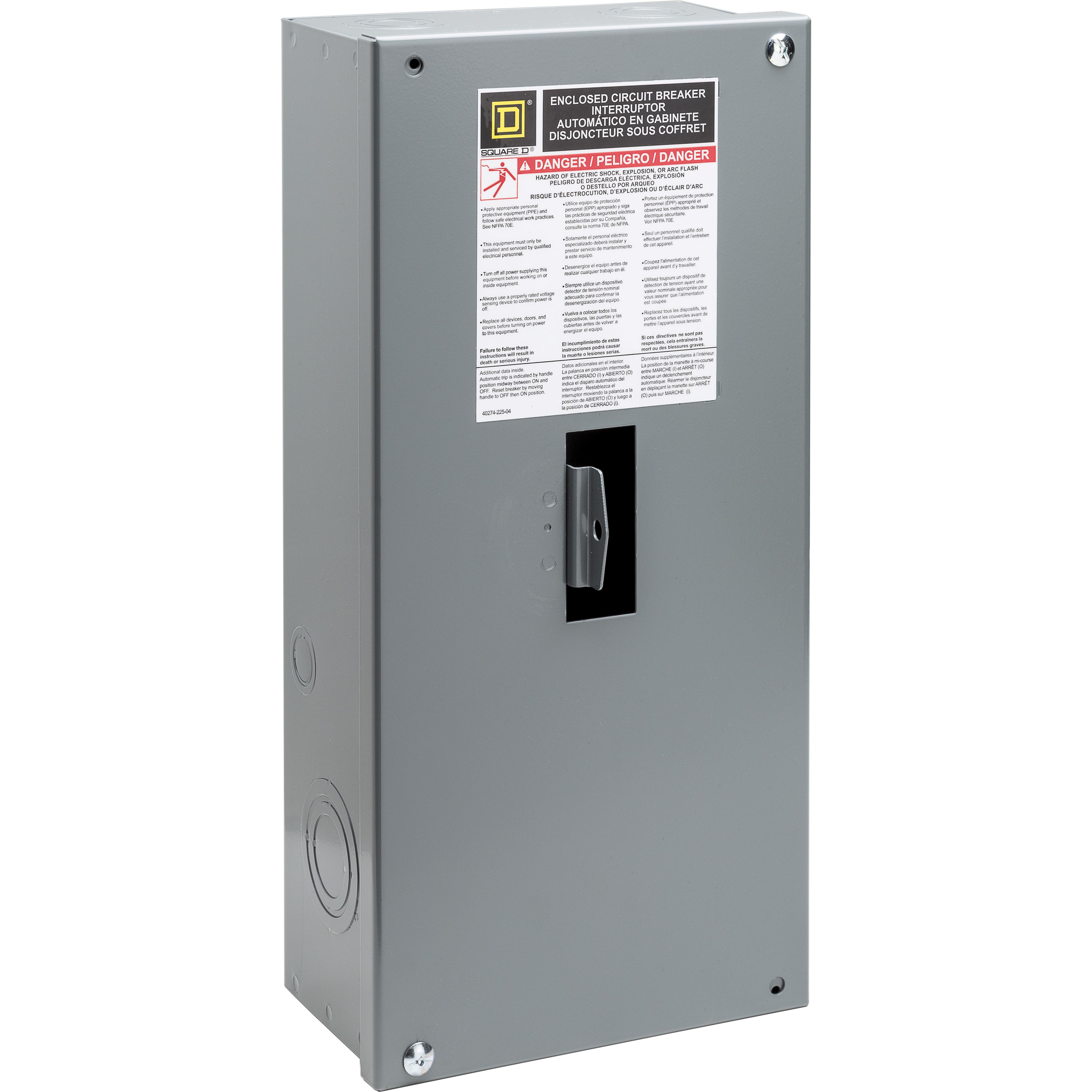 Square D™ HD100S A01 Enclosure, 200.7 mm W x 120.7 mm D x 431.8 mm H, NEMA 1 NEMA Rating, Steel