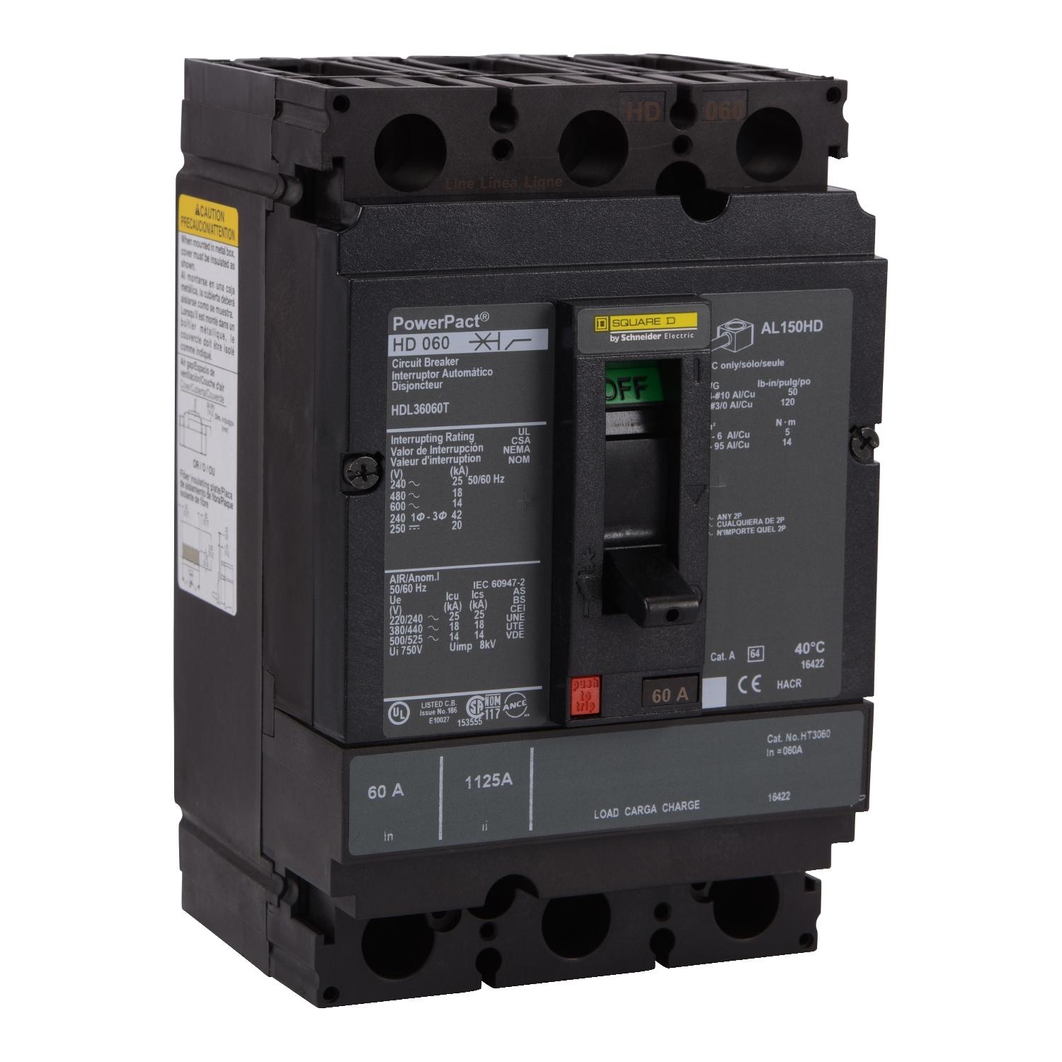 Square D™ HDL36060CU43X Molded Case Circuit Breakers