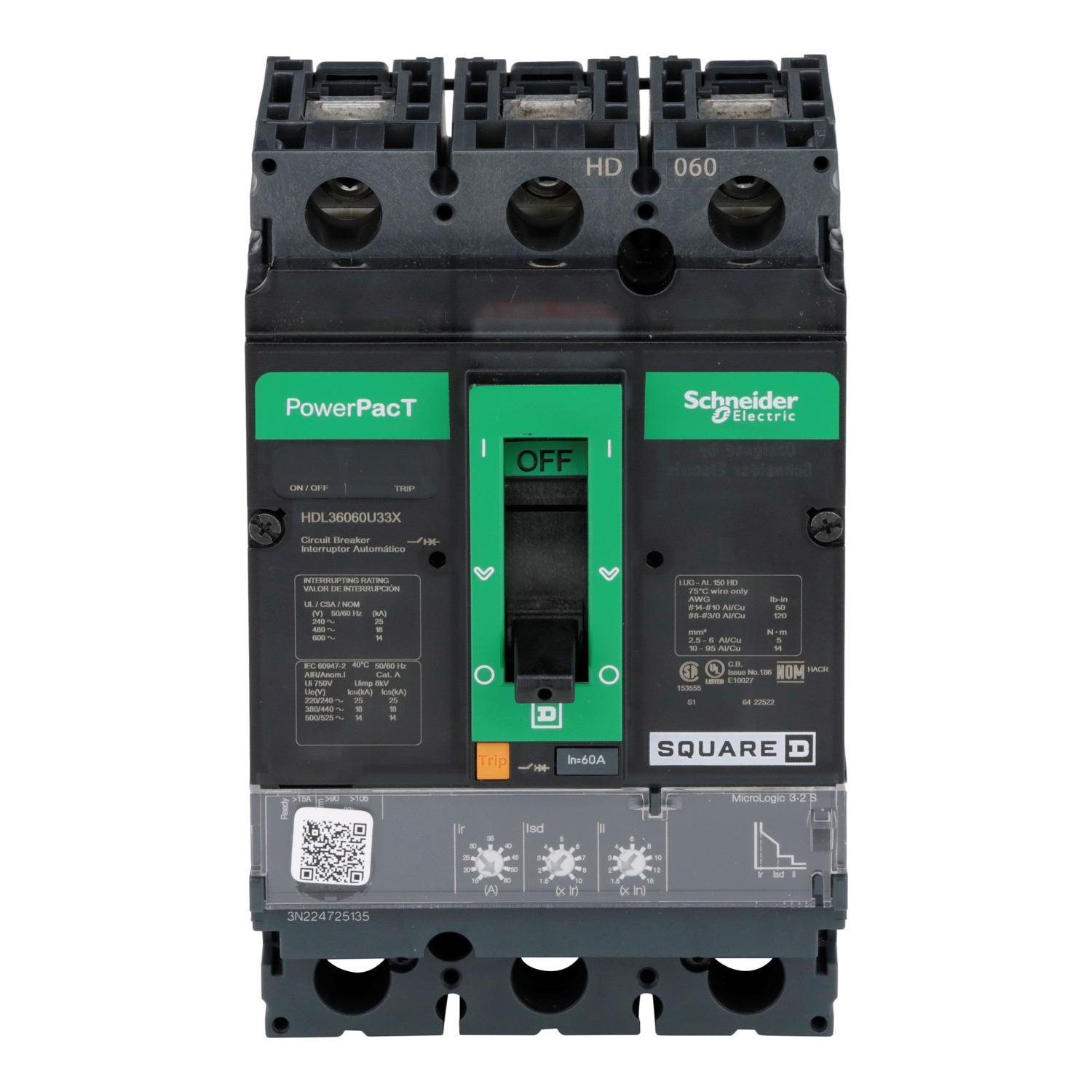 Square D™ HDL36060U33X Molded Case Circuit Breakers