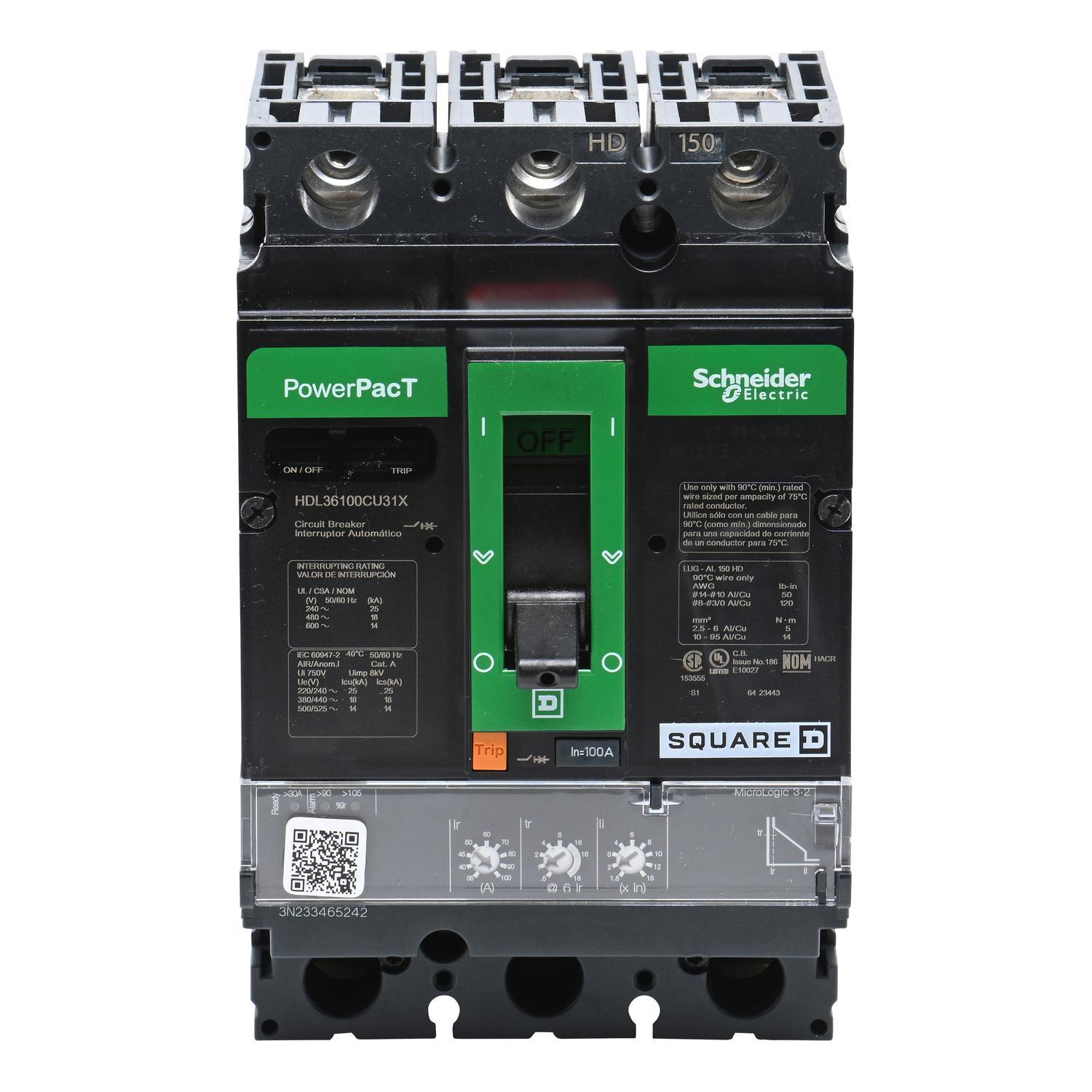 Square D™ HDL36100CU31X Molded Case Circuit Breakers
