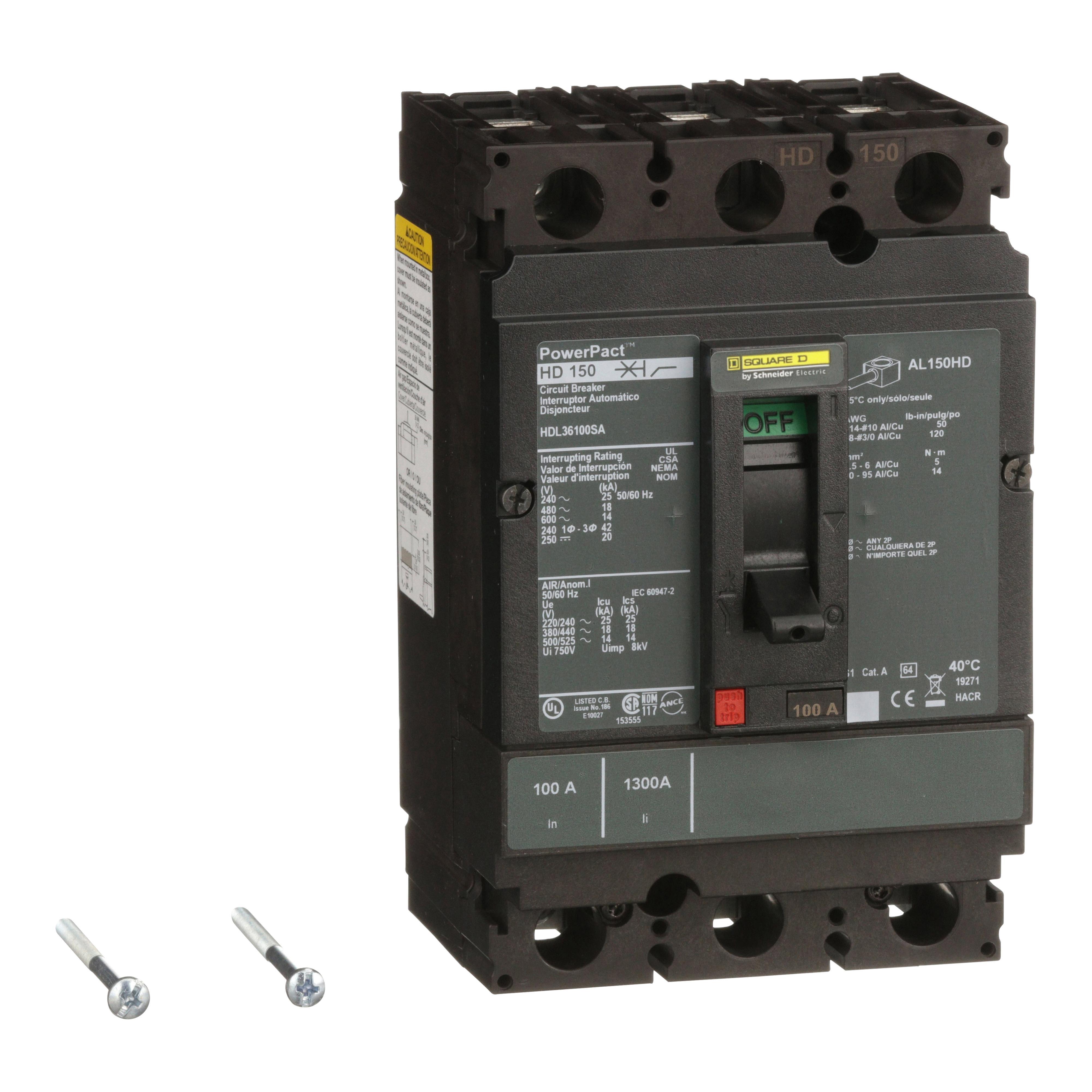 Square D™ HDL36100SA Molded Case Circuit Breakers