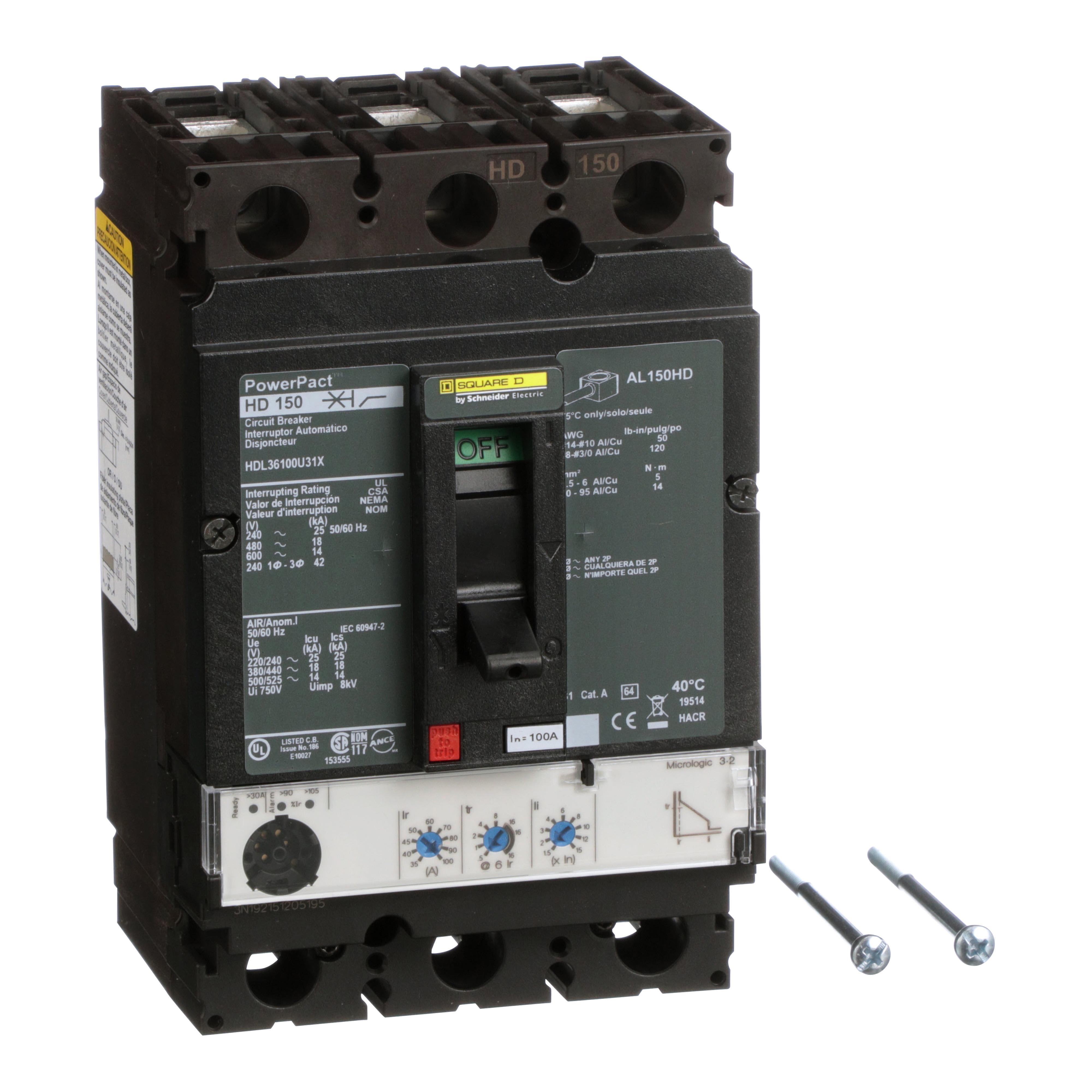 Square D™ HDL36100U31X Molded Case Circuit Breakers