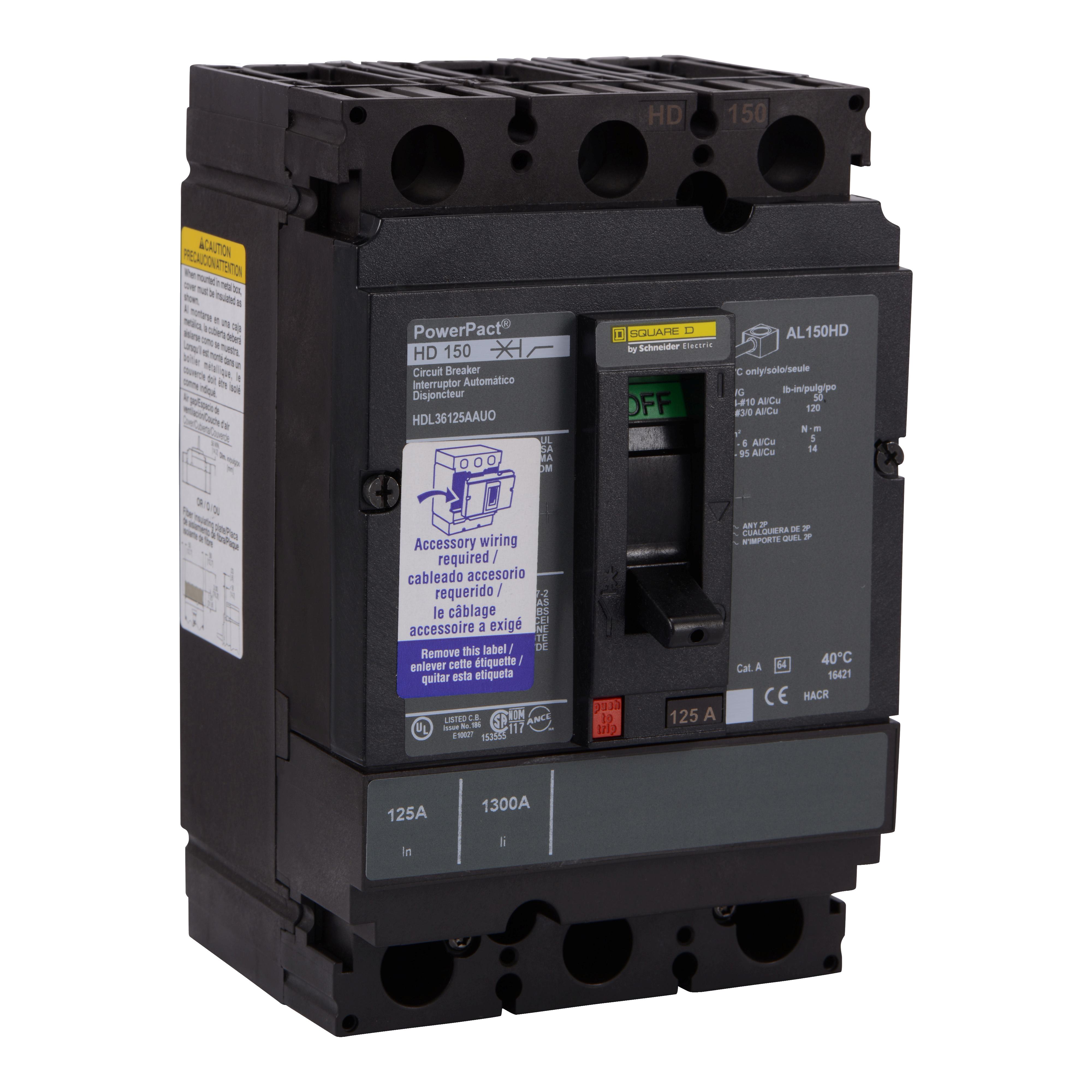 Square D™ HDL36125AAUO Molded Case Circuit Breakers
