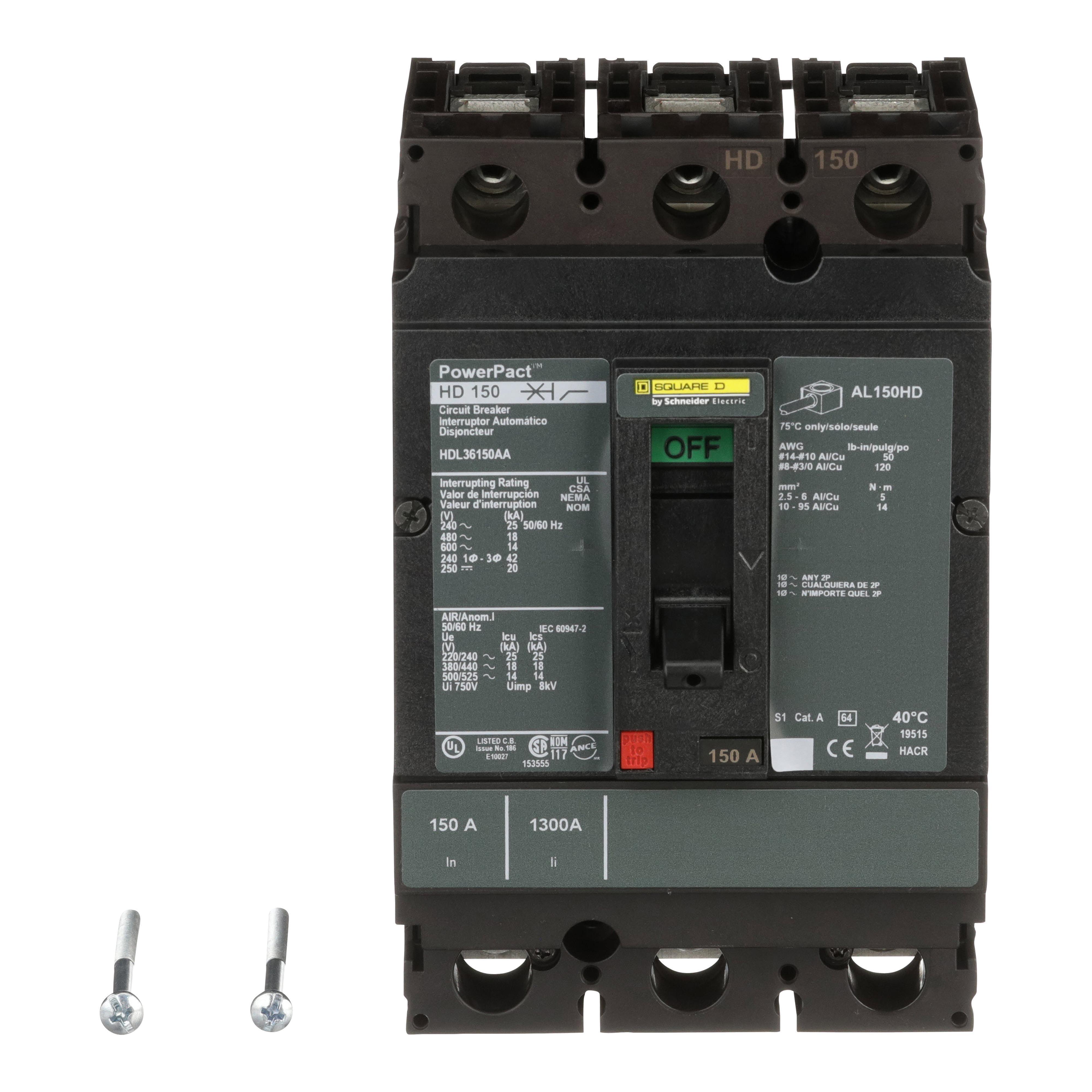 Square D™ HDL36150AA Molded Case Circuit Breakers