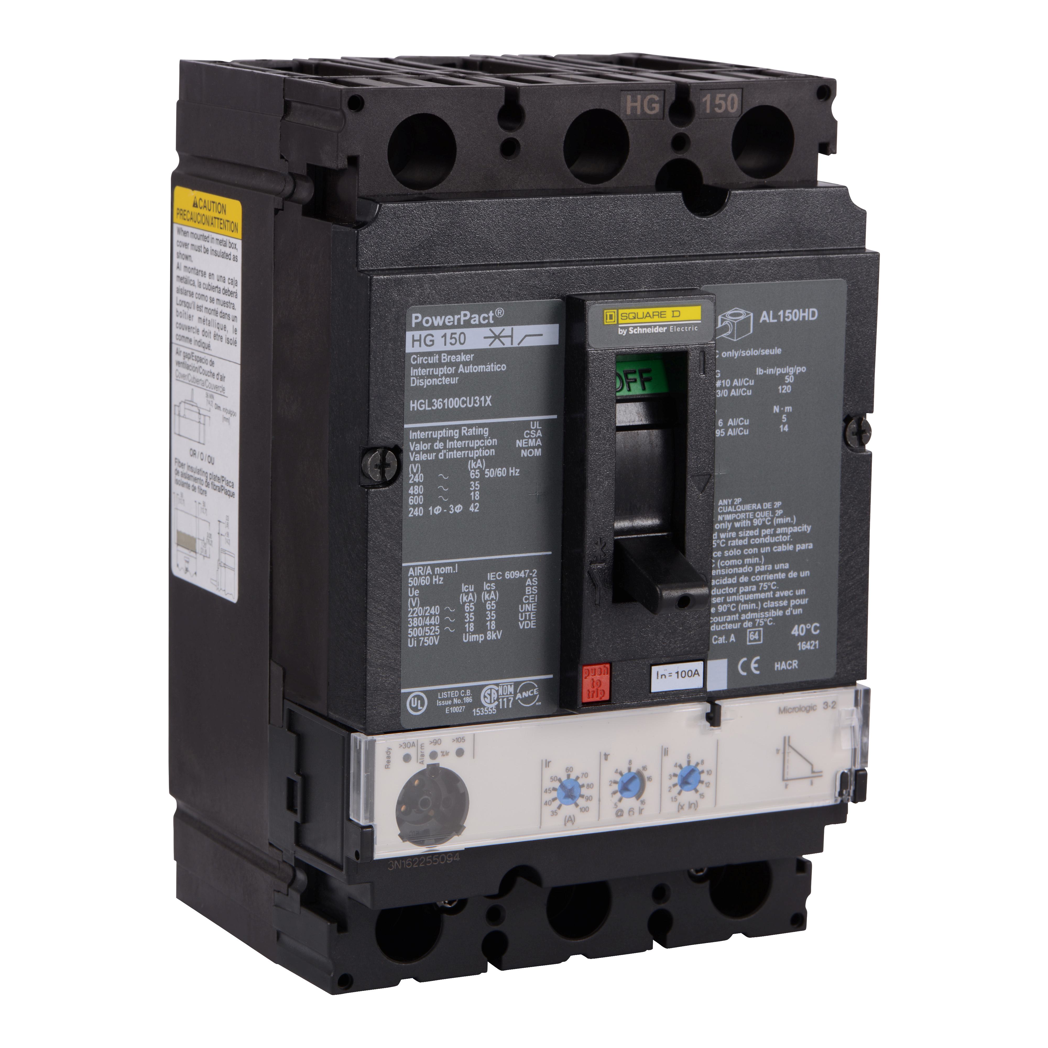 Square D™ HGL36100CU31X Molded Case Circuit Breakers