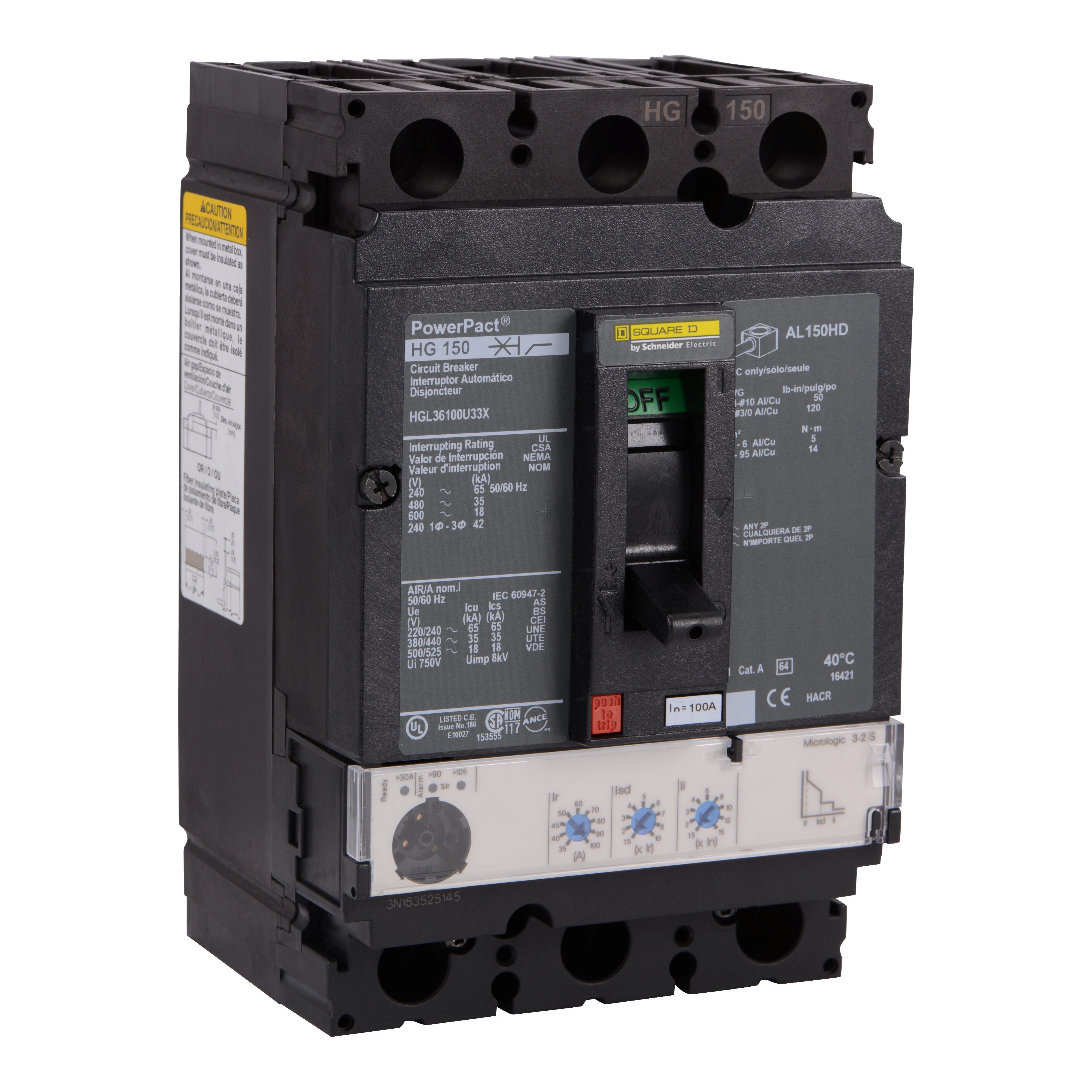 Square D™ HGL36100U33X Molded Case Circuit Breakers