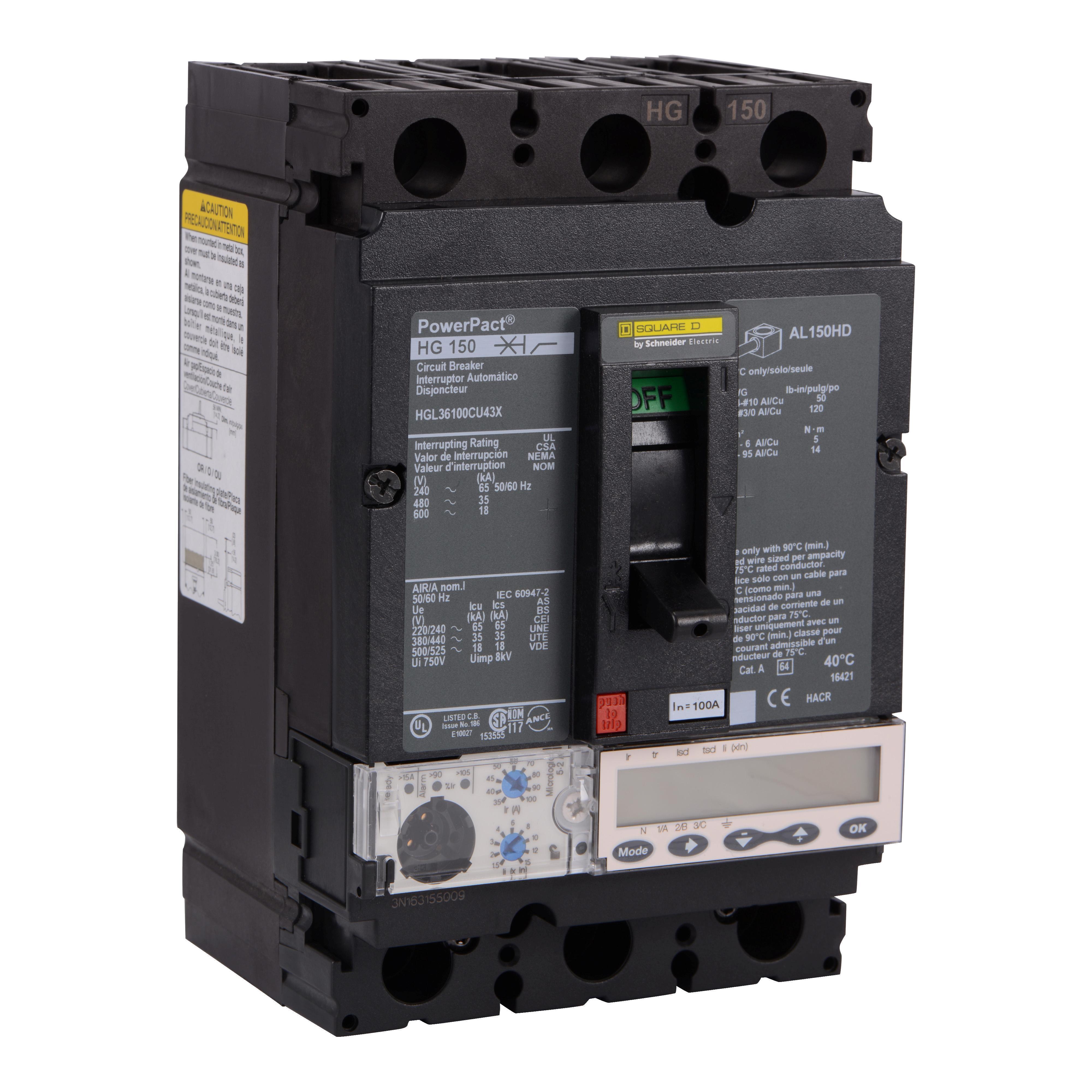 Square D™ HGL36100U43X Molded Case Circuit Breakers