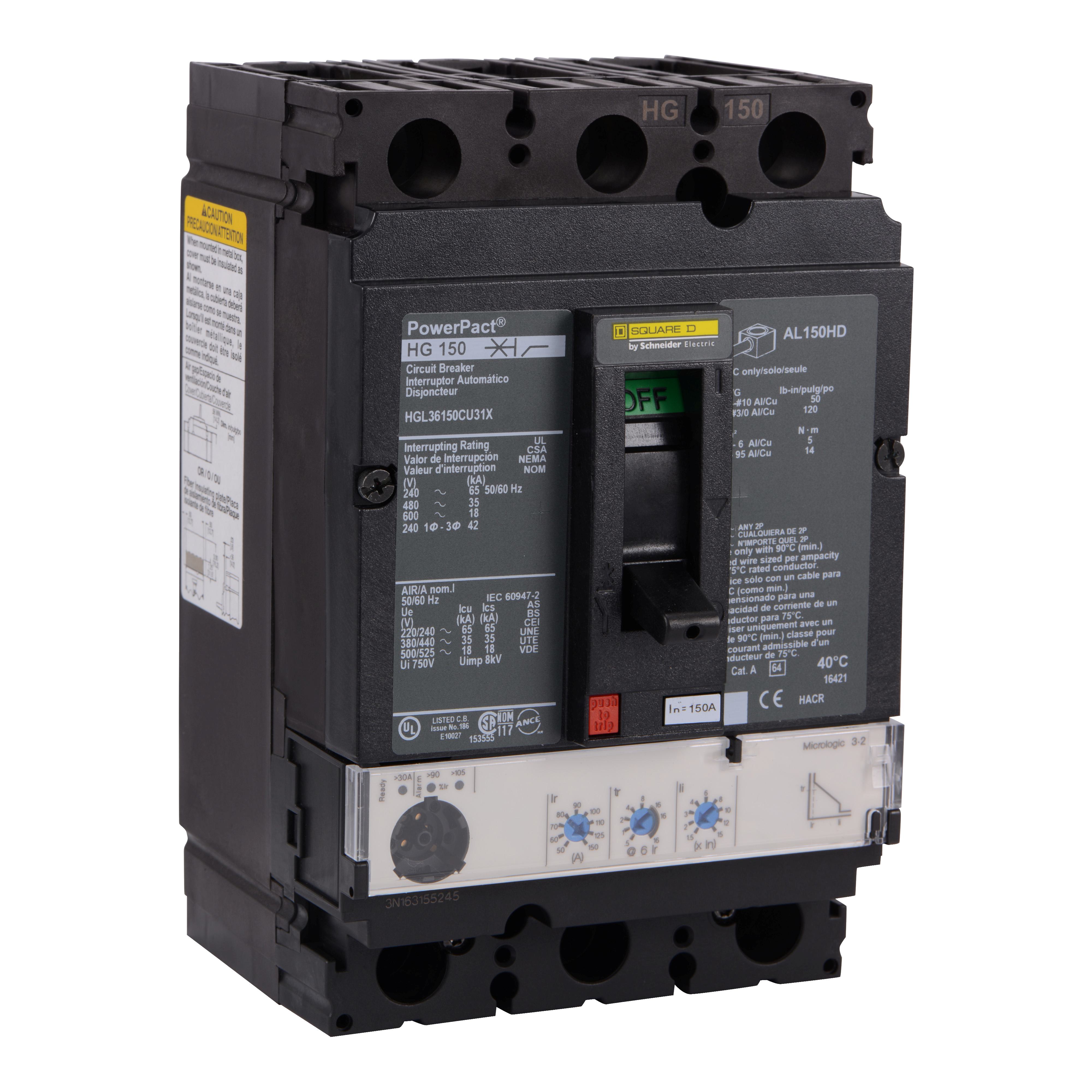 Square D™ HGL36150CU31X Molded Case Circuit Breakers