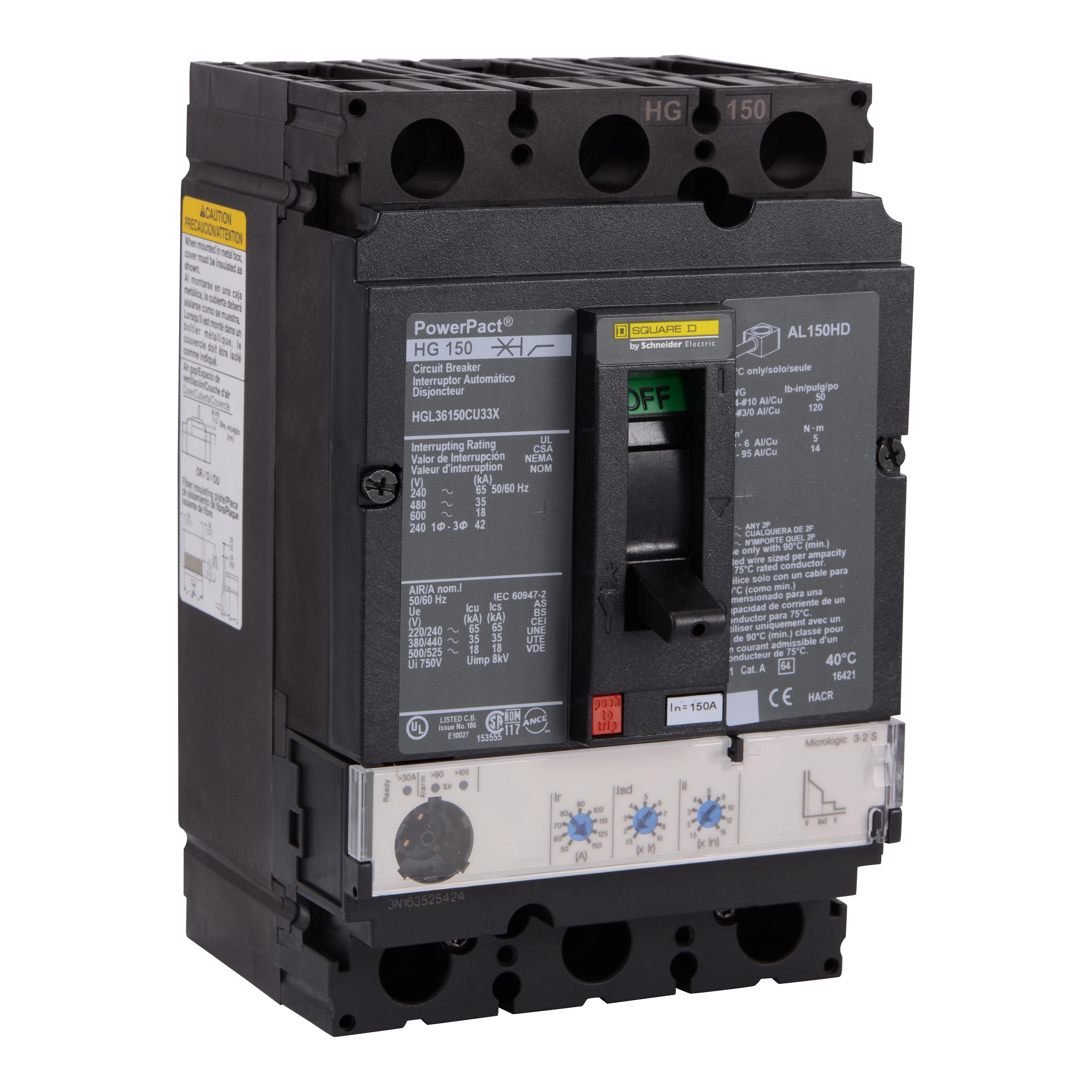 Square D™ HGL36150CU33X Molded Case Circuit Breakers