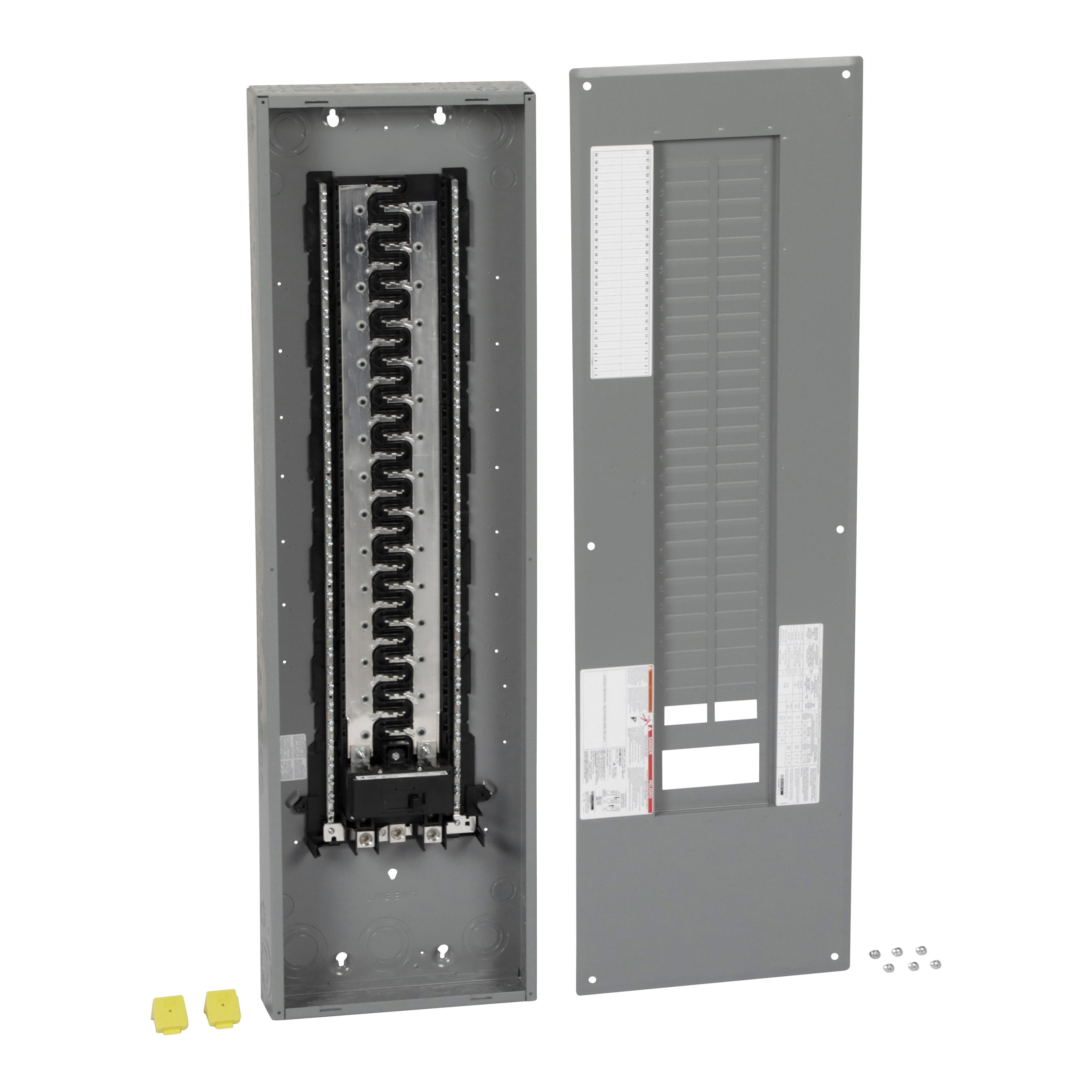 Square D™ Homeline™ HOM60120M200PC 1-Phase Convertible Neutral Main Circuit Breaker Load Center With Combination Flush/Surface Cover, 120/240 V AC, 200 A, 1 Poles, 22 kA Interrupt