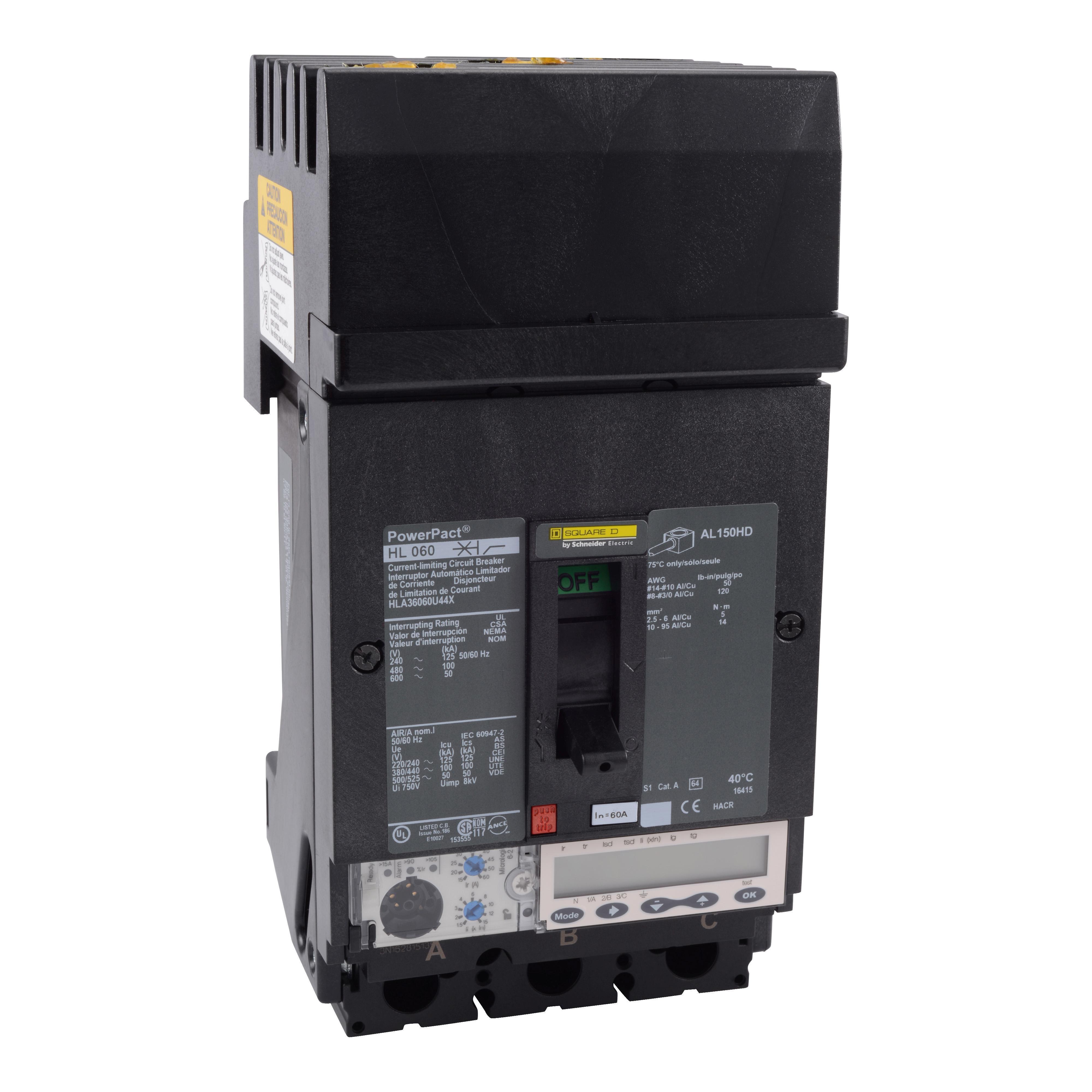 Square D™ PowerPact™ HRL36030M71 Motor Circuit Protector, 600 V AC, 30 A, 100 Interrupt, 3 Poles, Magnetic Trip
