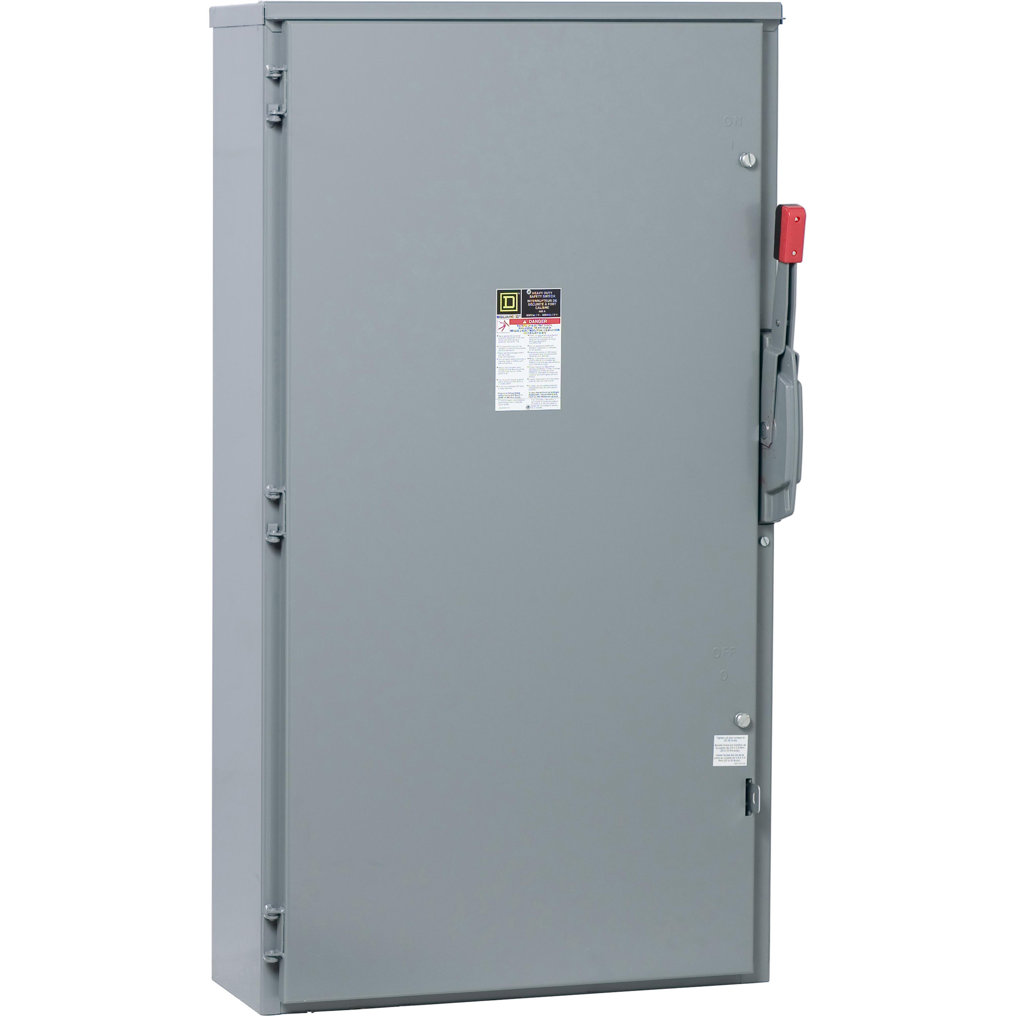 Square D™ H226R E5 Fusible Iceproof Rainproof Sleetproof Heavy Duty Safety Switch, 240/250 VAC/VDC, 600 A, 75 hp, 200 hp, 50 hp, DPST Contact, 2 Poles